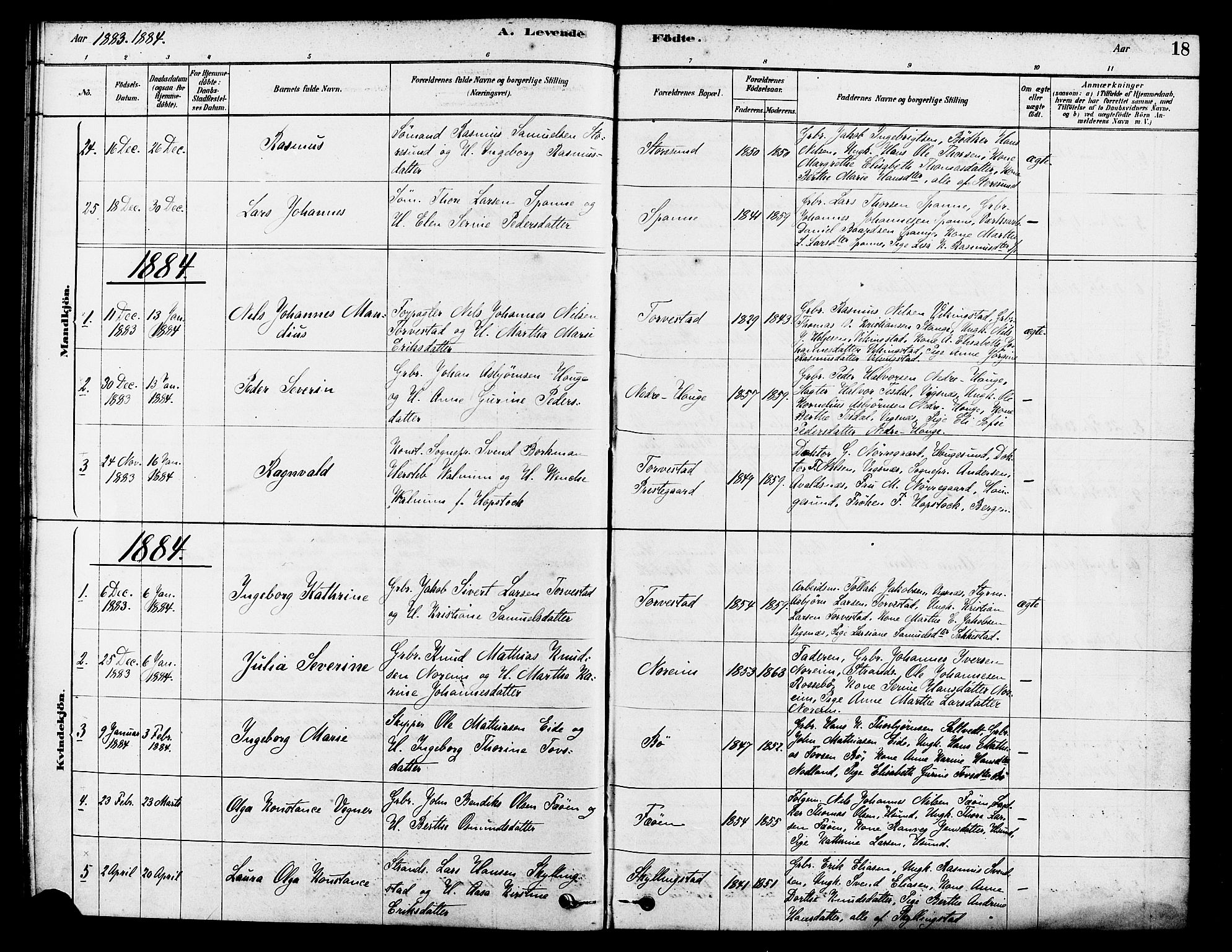 Torvastad sokneprestkontor, SAST/A -101857/H/Ha/Haa/L0014: Ministerialbok nr. A 13, 1879-1888, s. 18