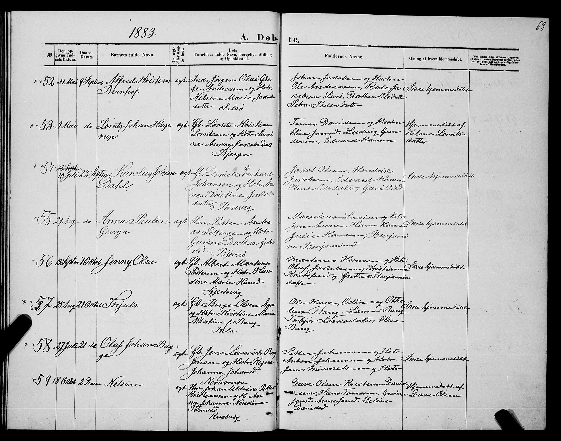 Ministerialprotokoller, klokkerbøker og fødselsregistre - Nordland, AV/SAT-A-1459/841/L0620: Klokkerbok nr. 841C04, 1877-1896, s. 63