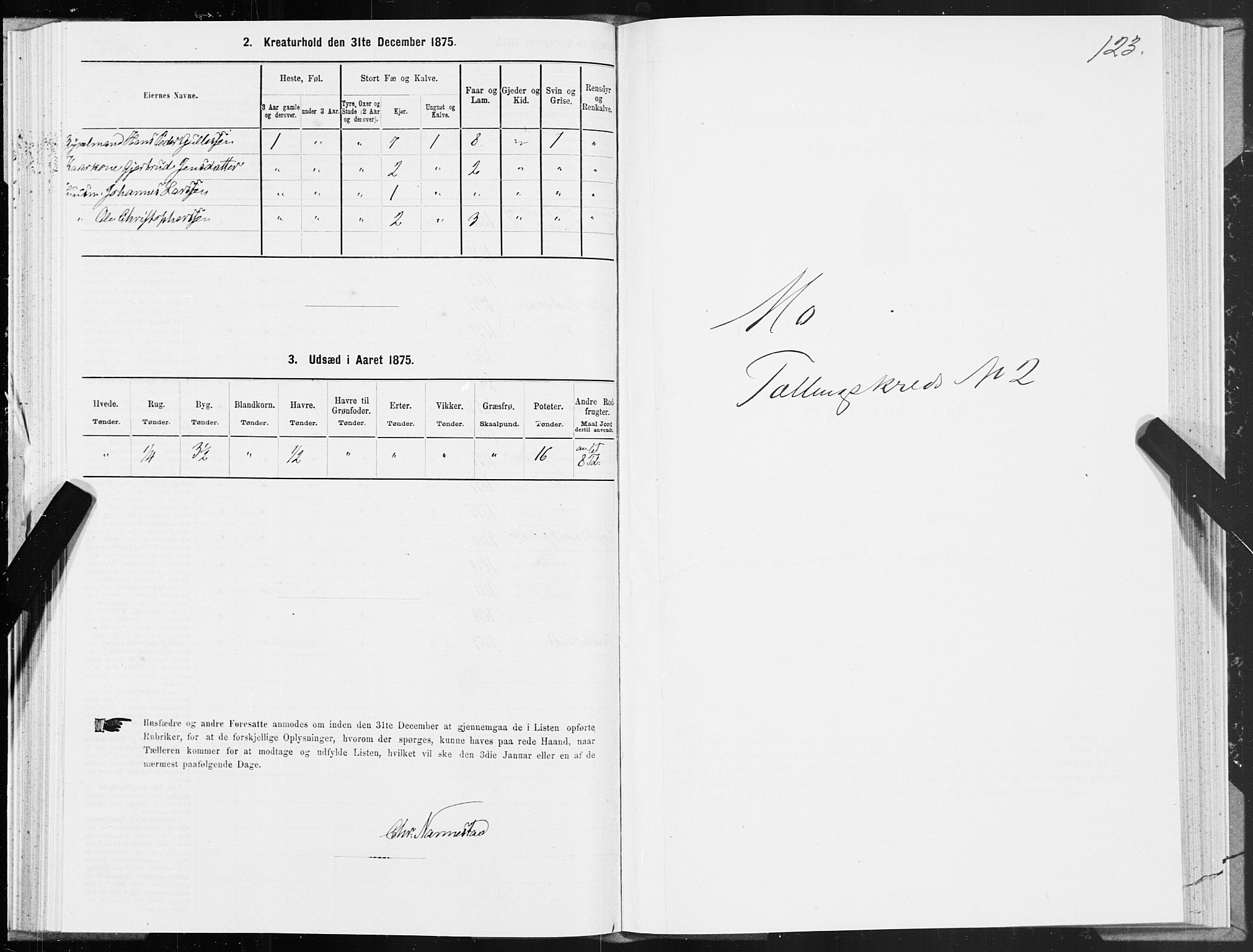 SAT, Folketelling 1875 for 1833P Mo prestegjeld, 1875, s. 1123