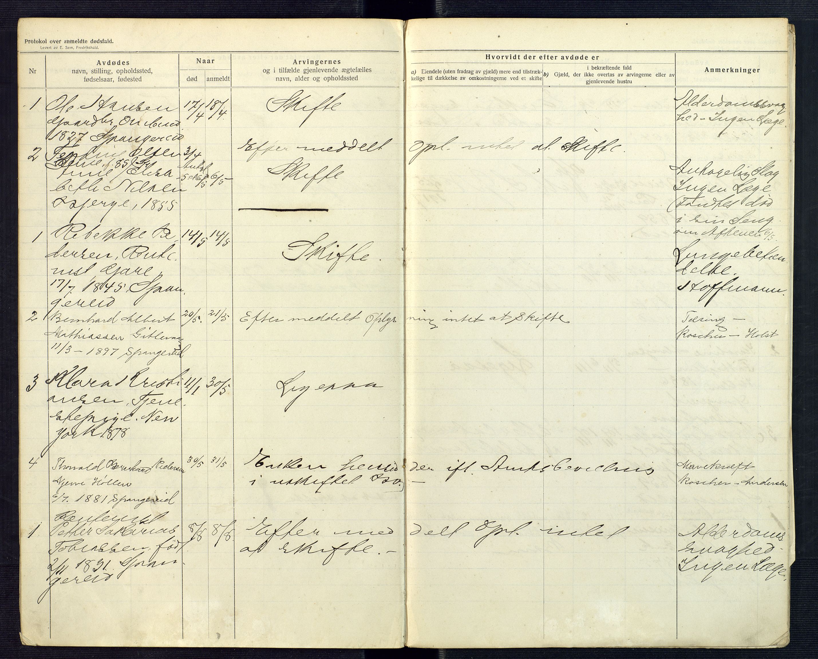 Mandal sorenskriveri, AV/SAK-1221-0005/001/H/Ha/L0018: Dødsfall Spangereid nr 17, 1912-1918