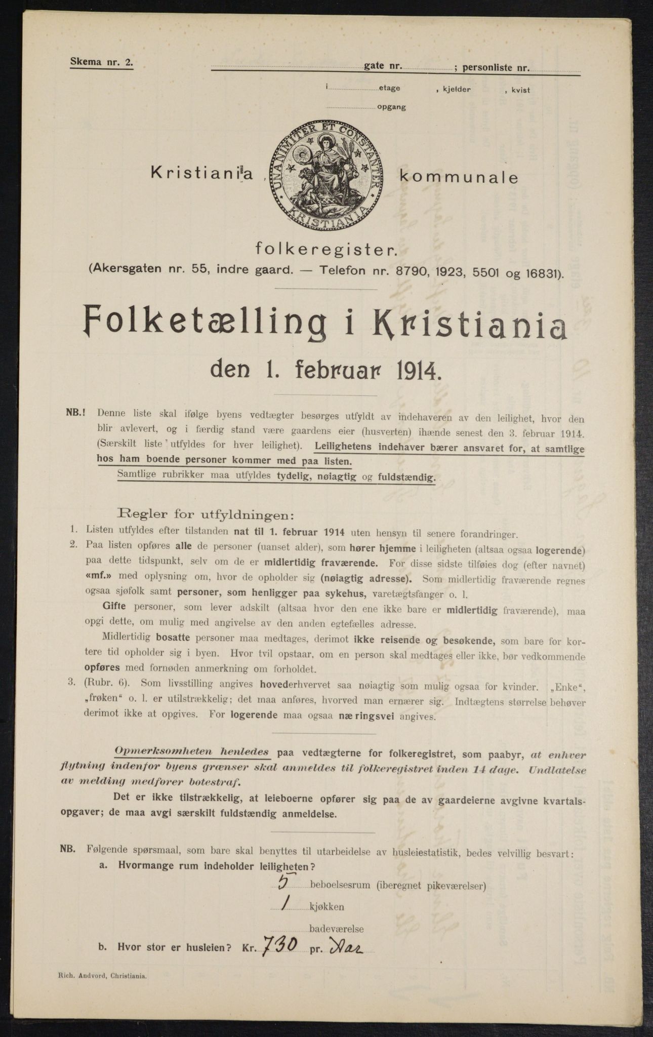 OBA, Kommunal folketelling 1.2.1914 for Kristiania, 1914, s. 58392