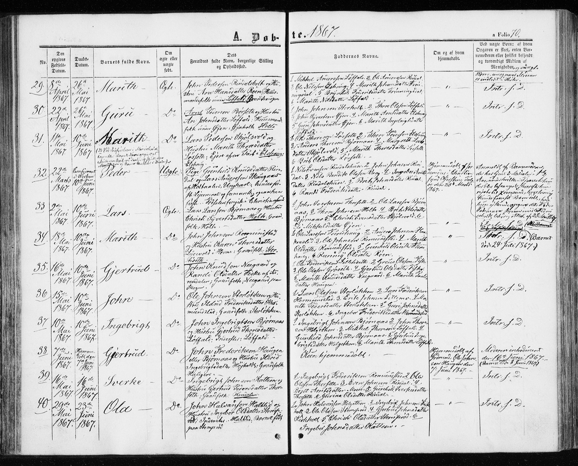 Ministerialprotokoller, klokkerbøker og fødselsregistre - Møre og Romsdal, AV/SAT-A-1454/598/L1067: Ministerialbok nr. 598A01, 1858-1871, s. 70