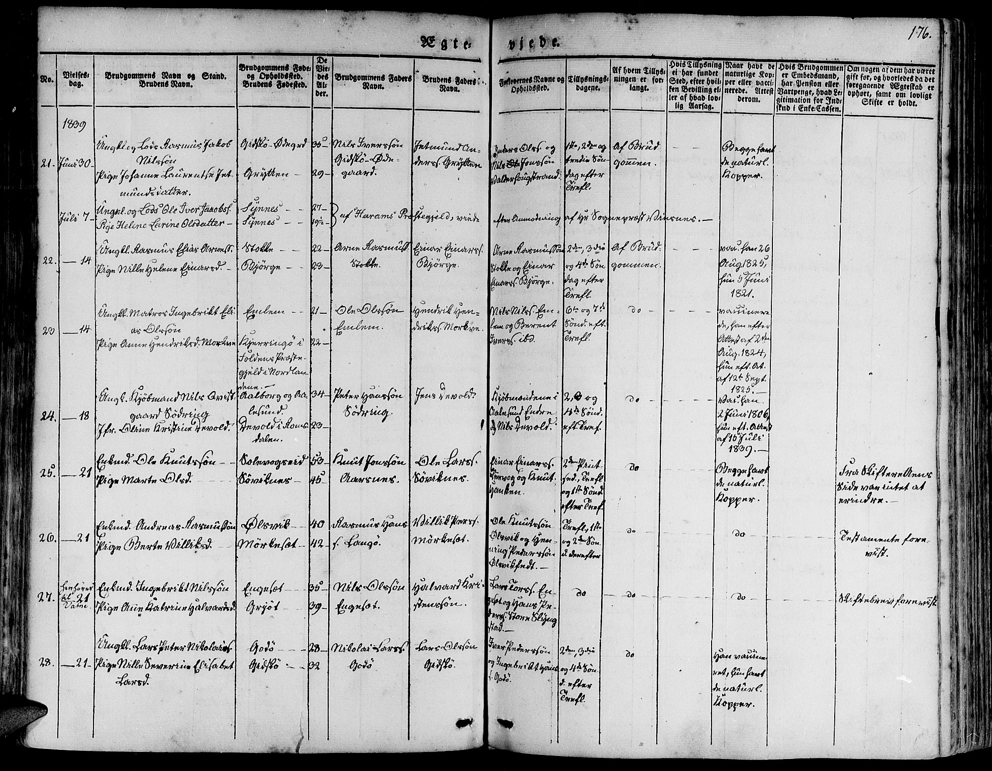 Ministerialprotokoller, klokkerbøker og fødselsregistre - Møre og Romsdal, AV/SAT-A-1454/528/L0395: Ministerialbok nr. 528A06, 1828-1839, s. 176