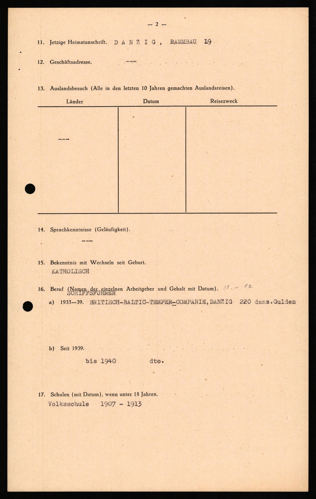 Forsvaret, Forsvarets overkommando II, AV/RA-RAFA-3915/D/Db/L0025: CI Questionaires. Tyske okkupasjonsstyrker i Norge. Tyskere., 1945-1946, s. 26