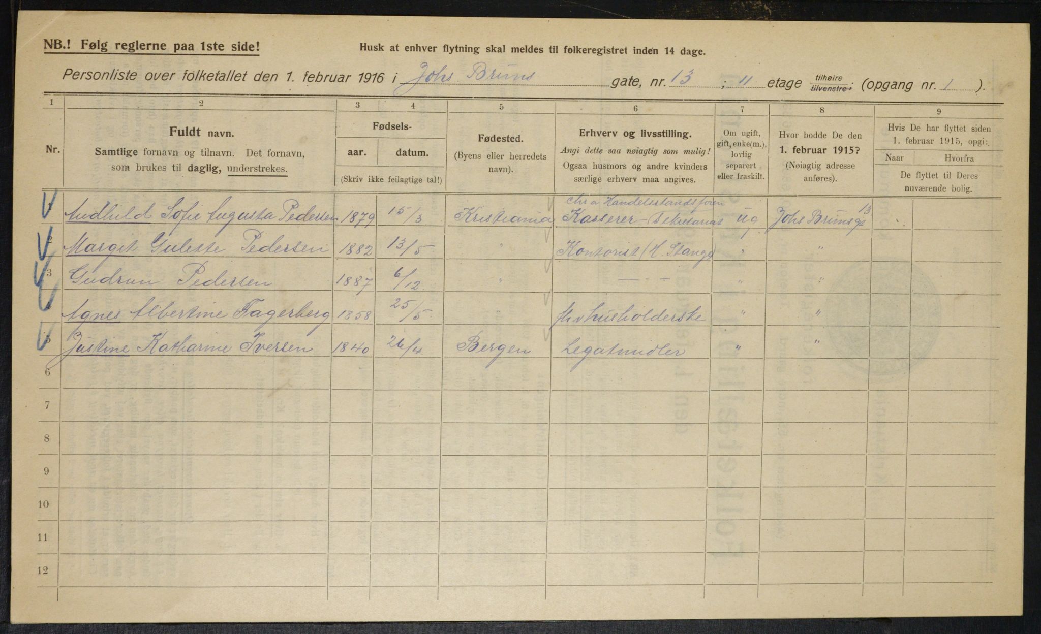 OBA, Kommunal folketelling 1.2.1916 for Kristiania, 1916, s. 48243