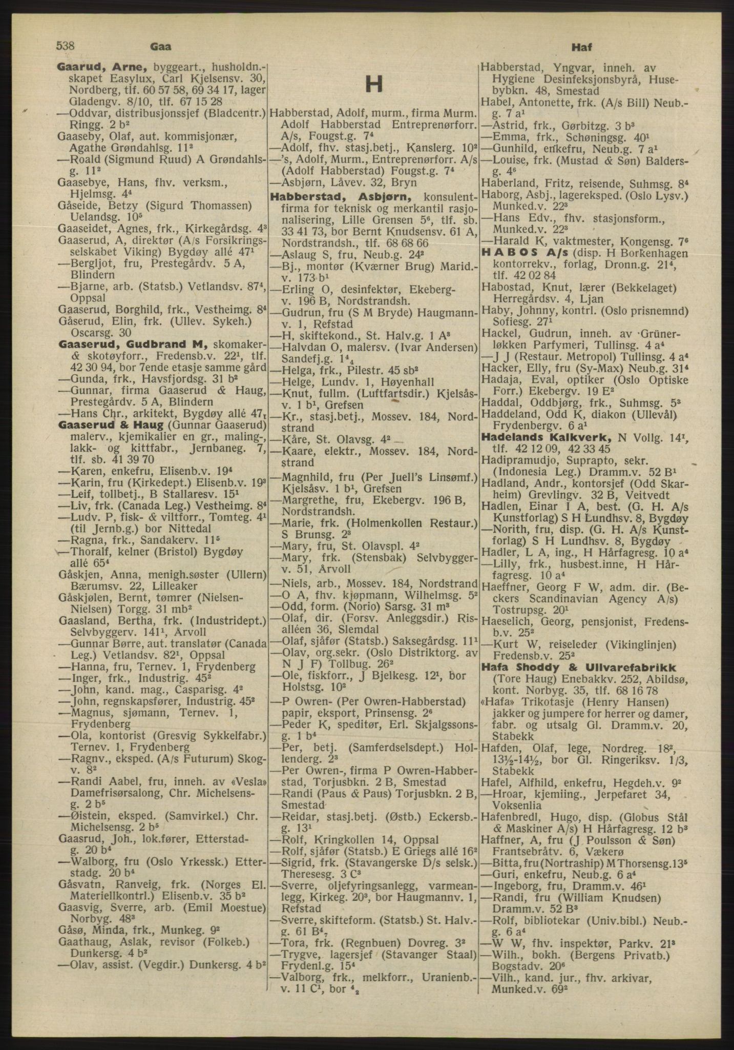 Kristiania/Oslo adressebok, PUBL/-, 1955, s. 538