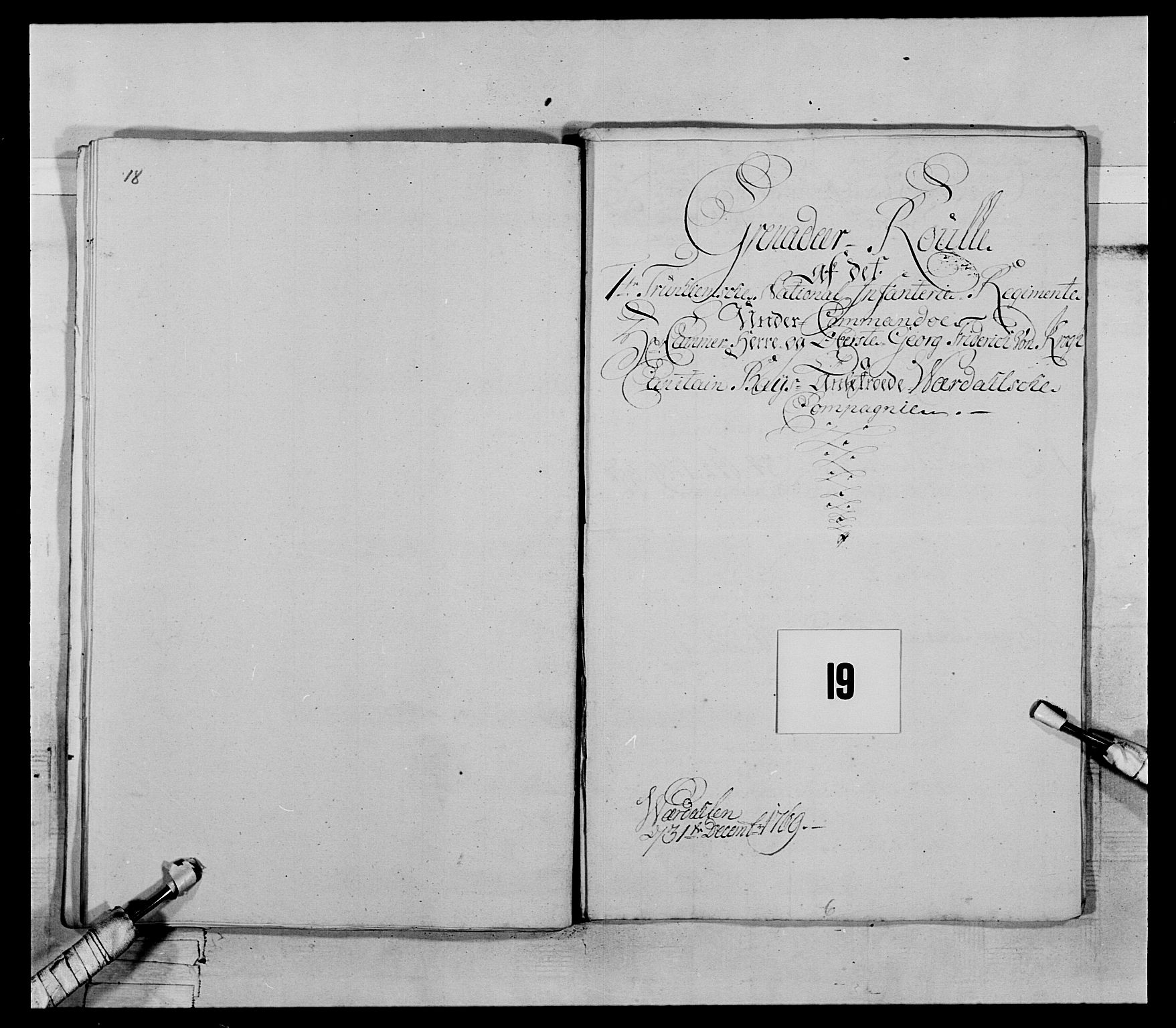 Generalitets- og kommissariatskollegiet, Det kongelige norske kommissariatskollegium, AV/RA-EA-5420/E/Eh/L0070: 1. Trondheimske nasjonale infanteriregiment, 1764-1769, s. 226