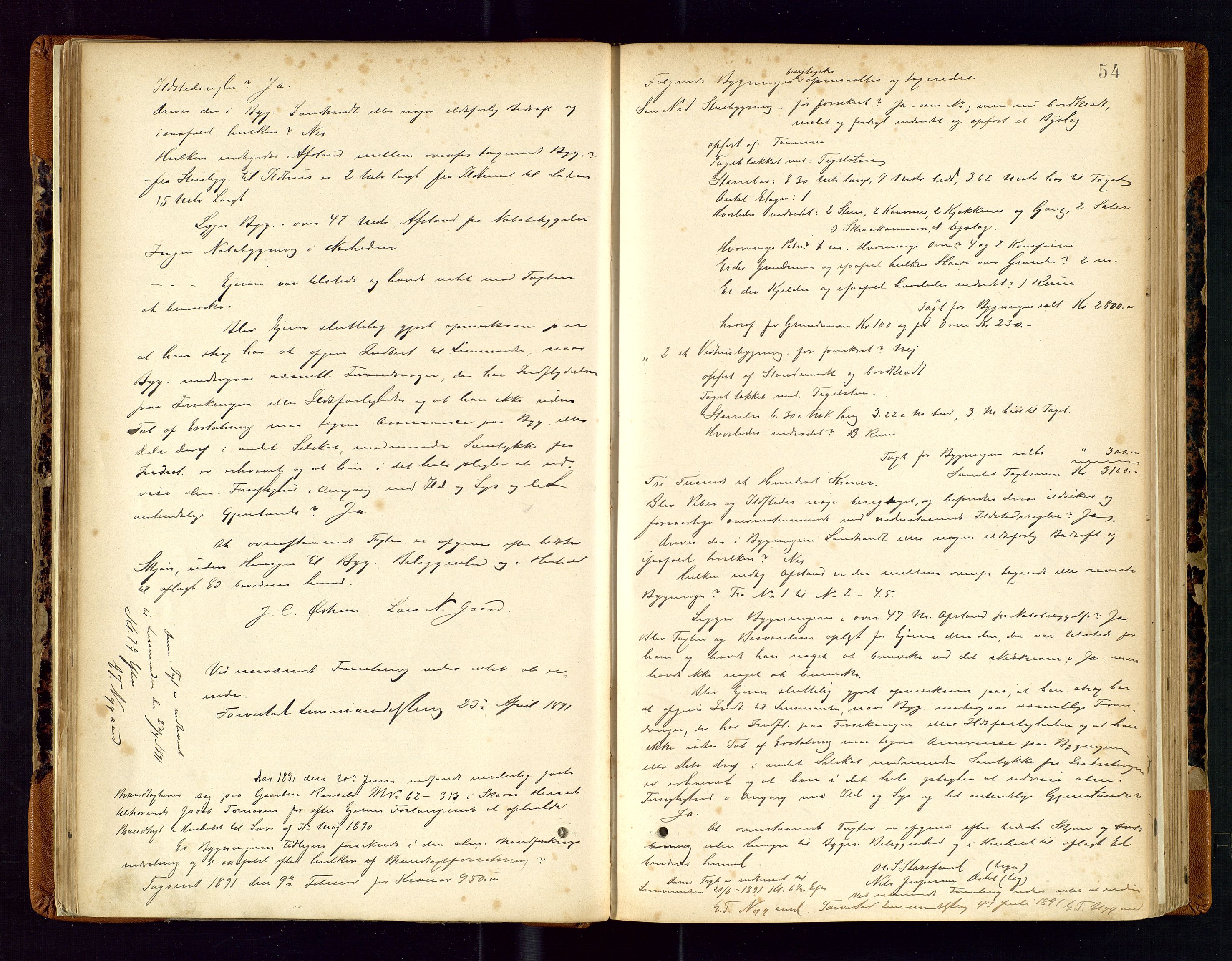 Torvestad lensmannskontor, SAST/A-100307/1/Goa/L0002: "Brandtaxationsprotokol for Torvestad Thinglag", 1883-1917, s. 53b-54a