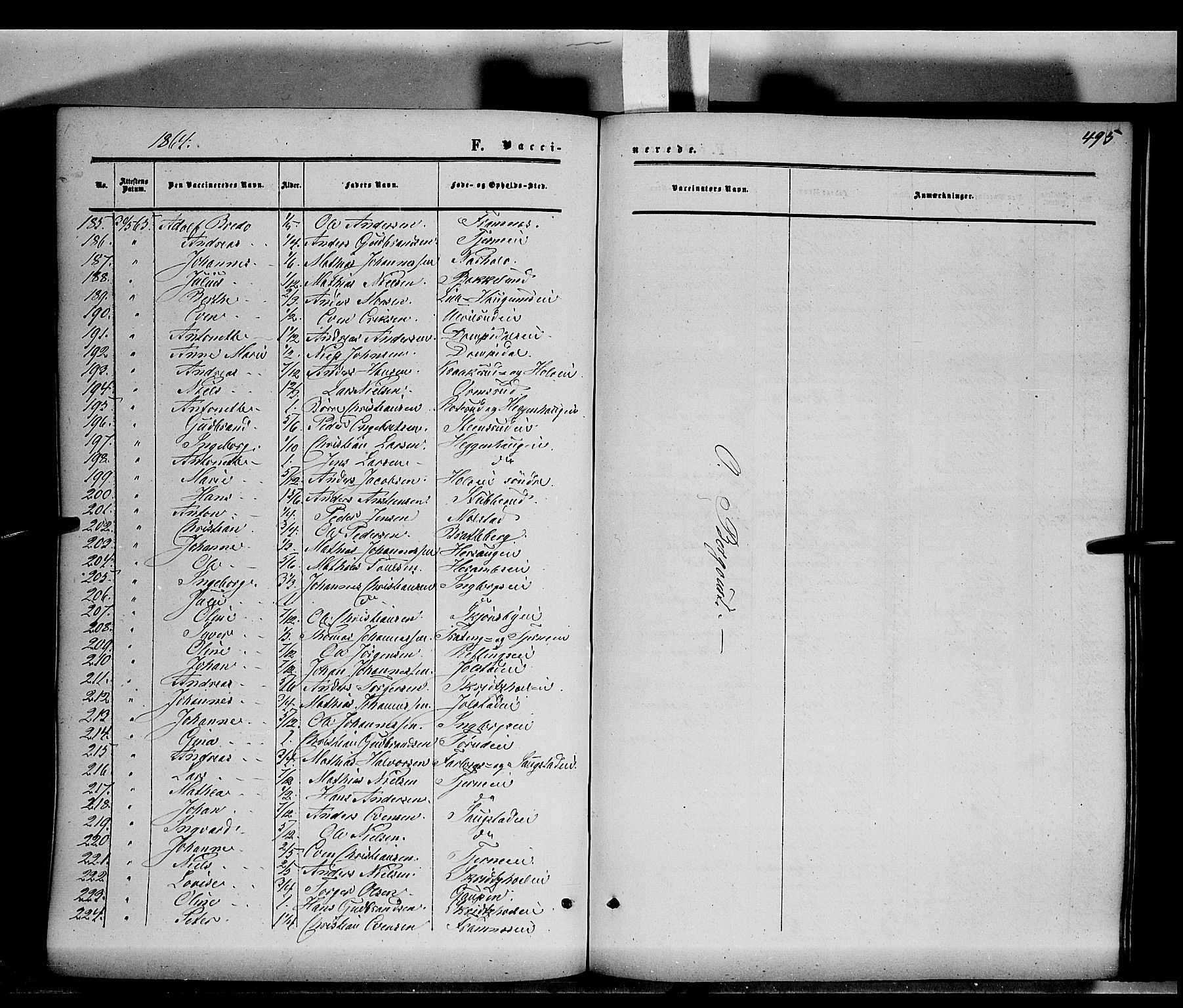 Ringsaker prestekontor, AV/SAH-PREST-014/K/Ka/L0010: Ministerialbok nr. 10, 1861-1869, s. 495