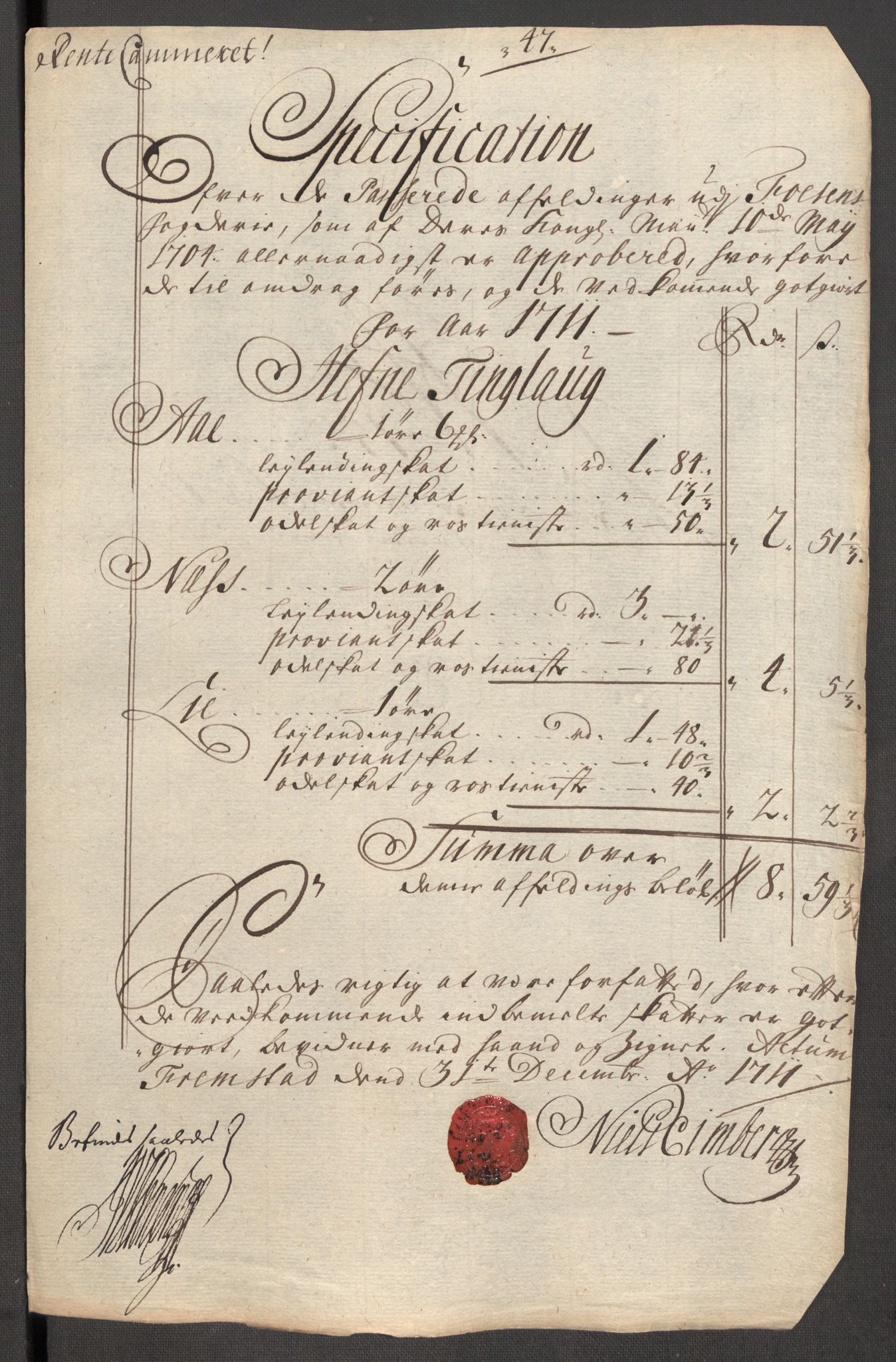 Rentekammeret inntil 1814, Reviderte regnskaper, Fogderegnskap, AV/RA-EA-4092/R57/L3860: Fogderegnskap Fosen, 1711, s. 195