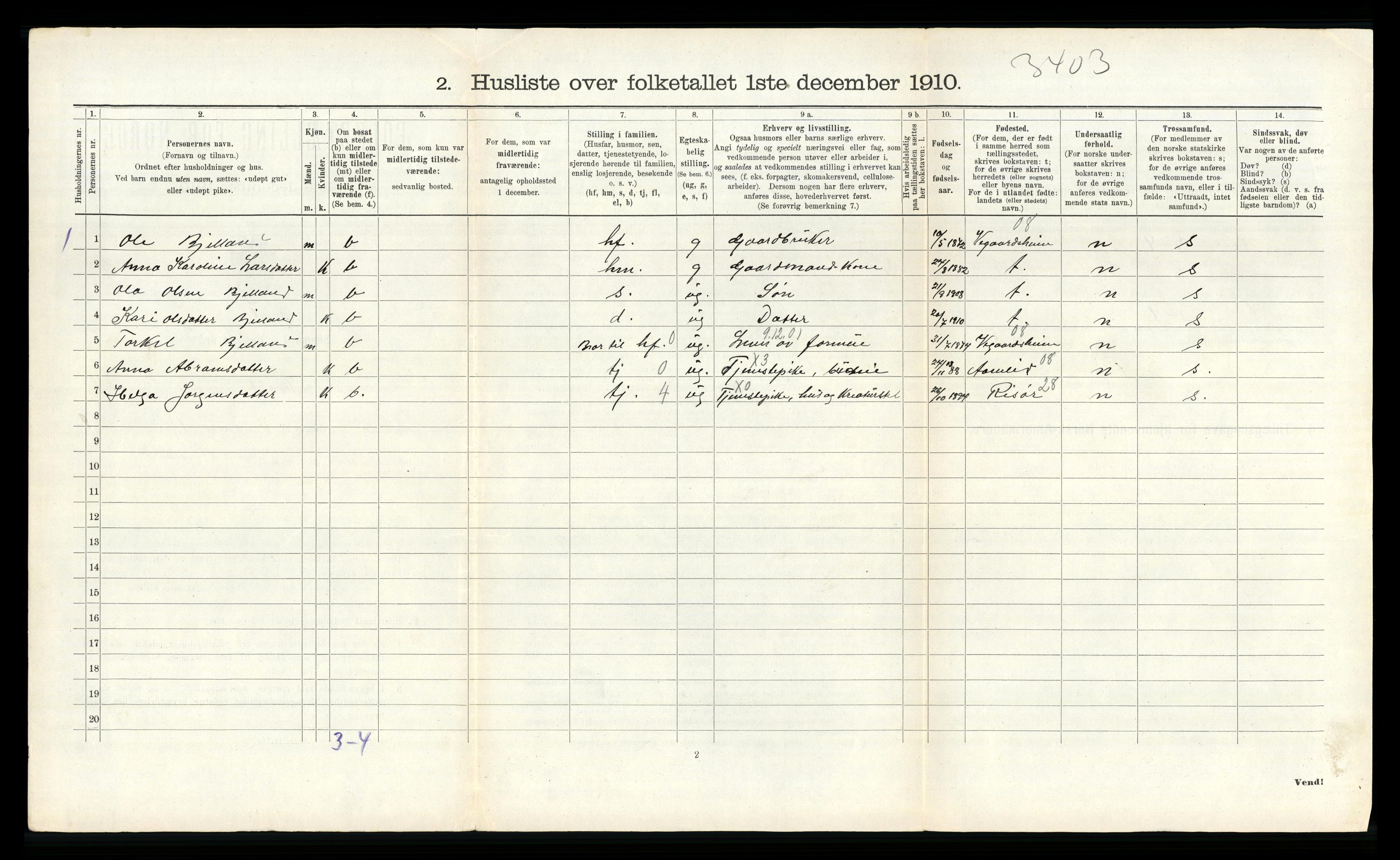 RA, Folketelling 1910 for 0914 Holt herred, 1910, s. 969