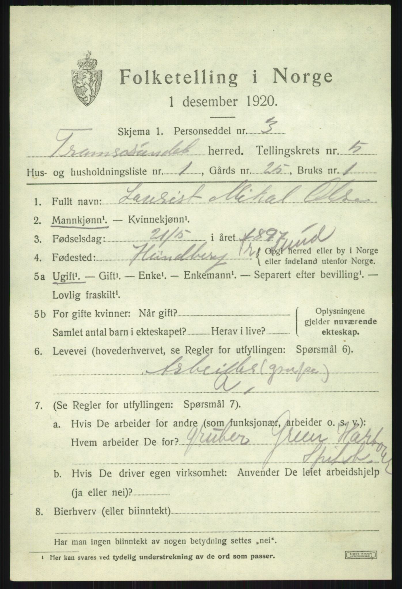 SATØ, Folketelling 1920 for 1934 Tromsøysund herred, 1920, s. 4726