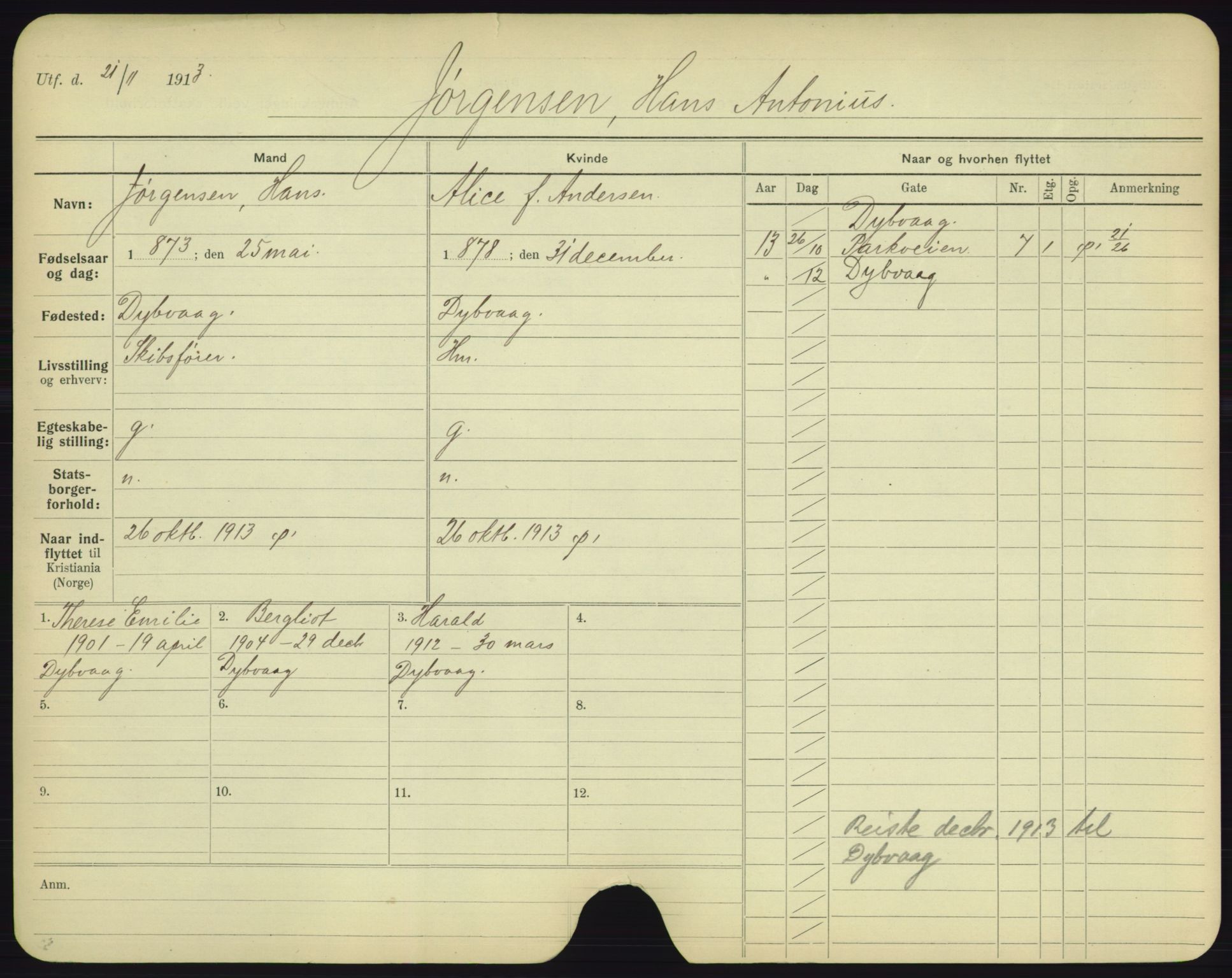 Oslo folkeregister, Registerkort, AV/SAO-A-11715/F/Fa/Fac/L0005: Menn, 1906-1914, s. 1022a