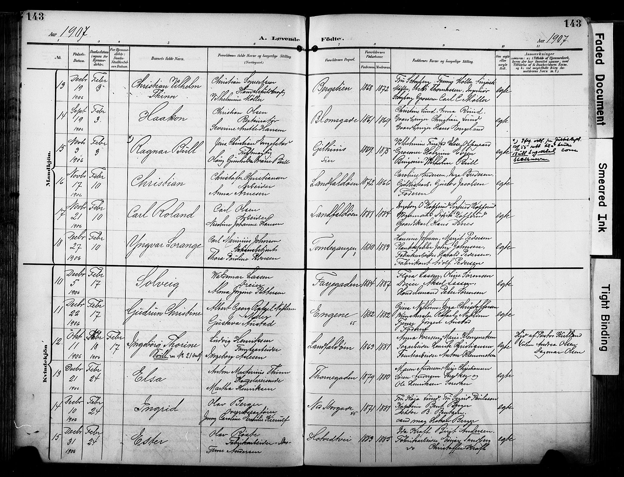 Bragernes kirkebøker, AV/SAKO-A-6/F/Fb/L0009: Ministerialbok nr. II 9, 1902-1911, s. 143