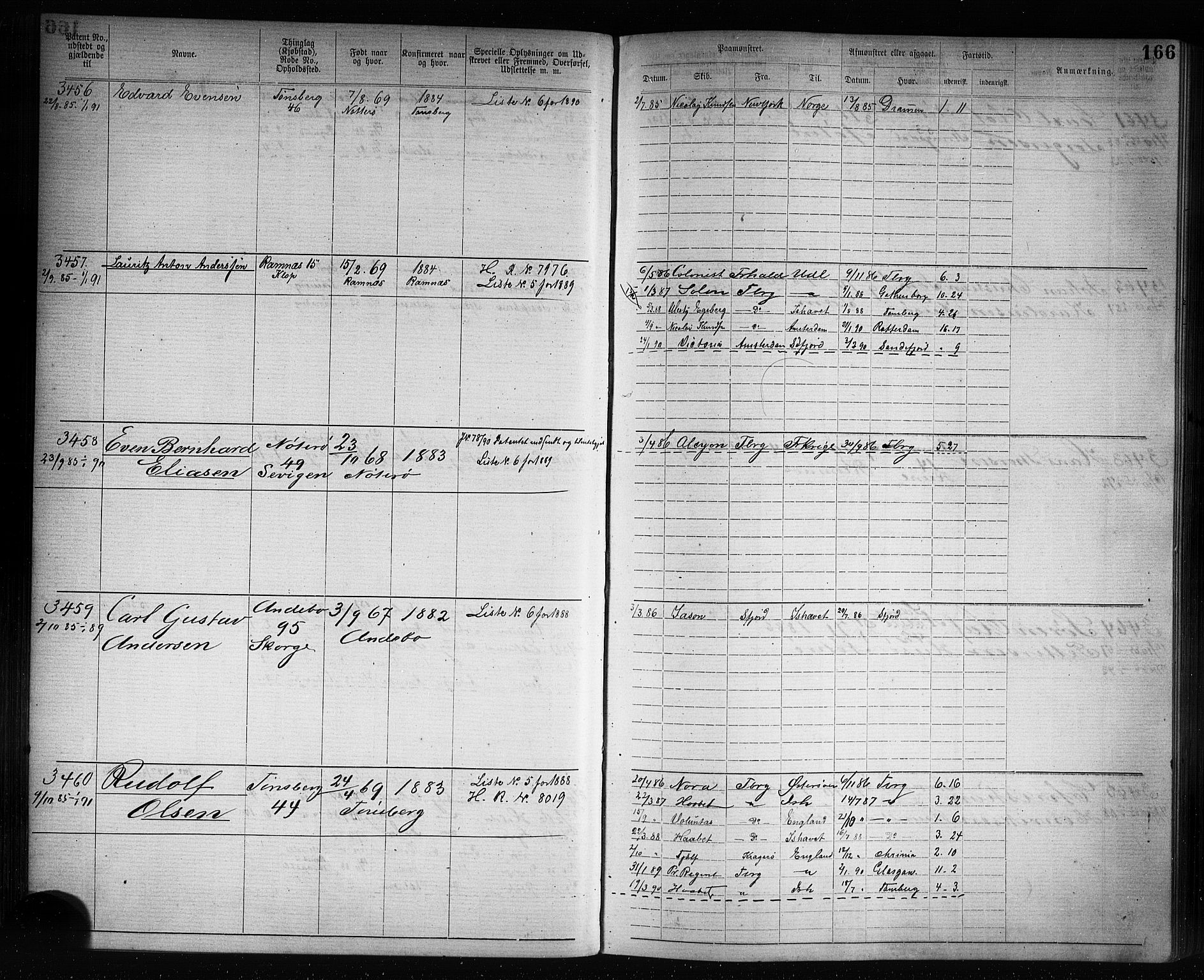 Tønsberg innrulleringskontor, AV/SAKO-A-786/F/Fb/L0007: Annotasjonsrulle Patent nr. 2636-5150, 1881-1892, s. 167