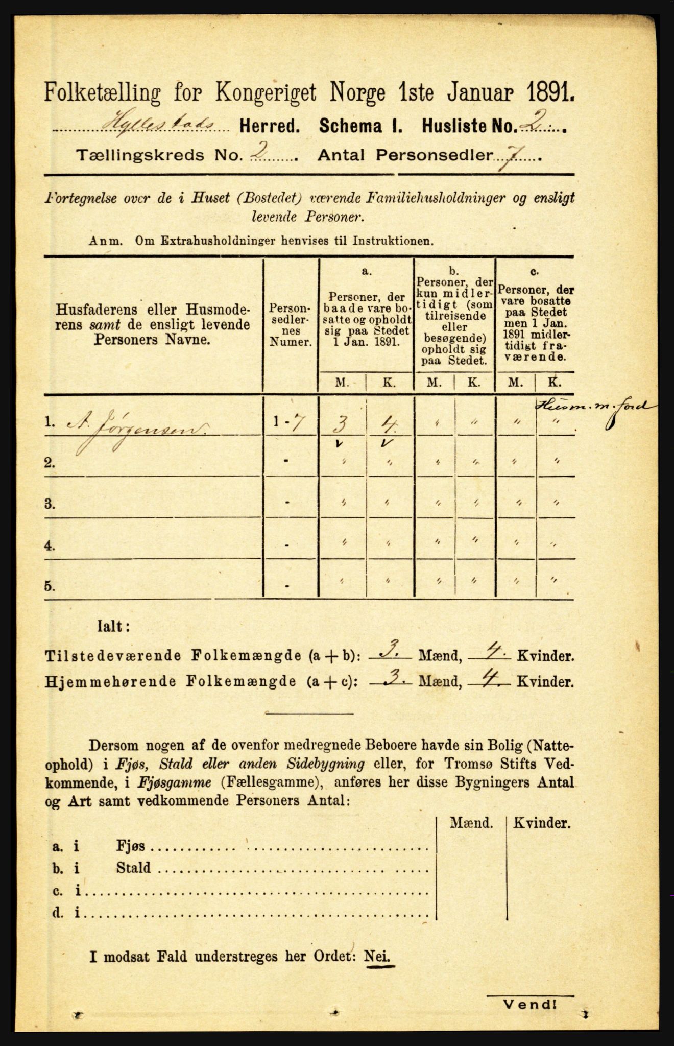 RA, Folketelling 1891 for 1413 Hyllestad herred, 1891, s. 122