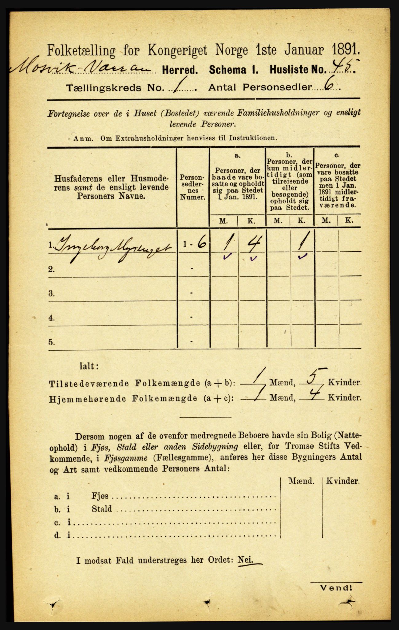 RA, Folketelling 1891 for 1723 Mosvik og Verran herred, 1891, s. 68