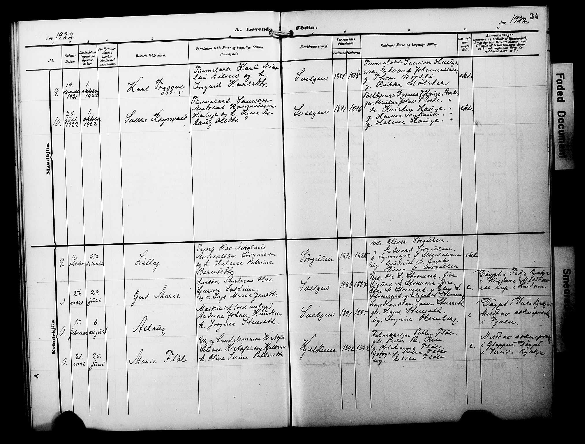 Davik sokneprestembete, AV/SAB-A-79701/H/Hab/Habb/L0001: Klokkerbok nr. B 1, 1903-1928, s. 34
