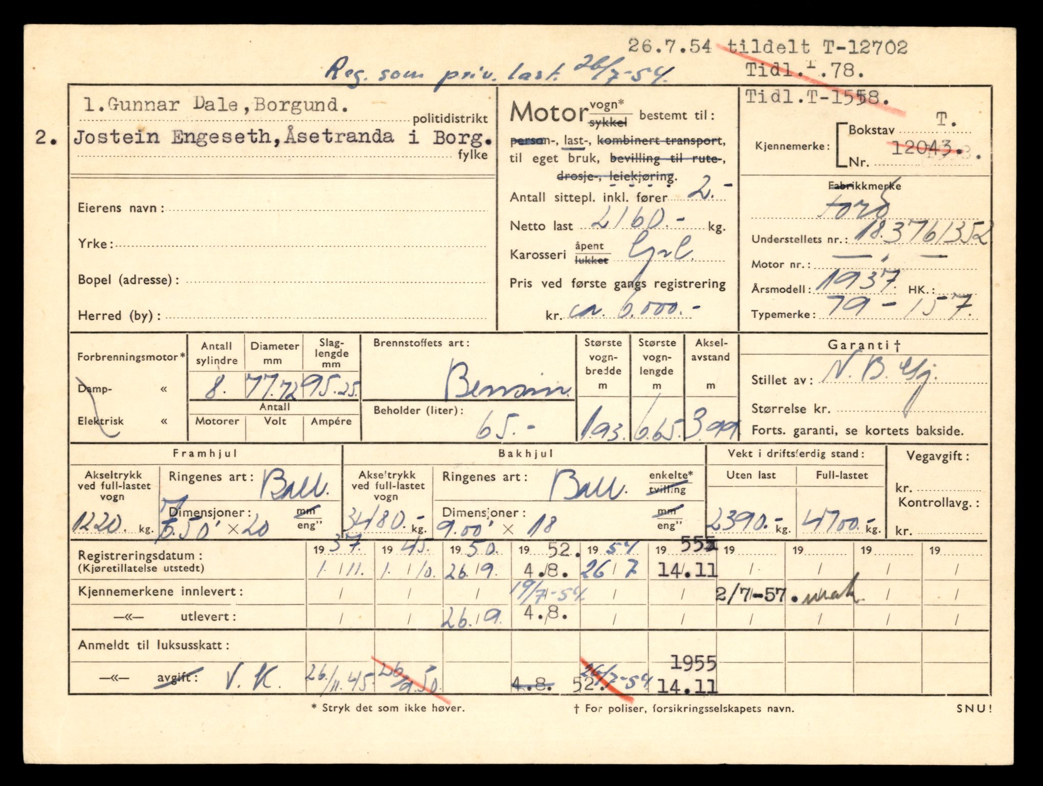 Møre og Romsdal vegkontor - Ålesund trafikkstasjon, AV/SAT-A-4099/F/Fe/L0035: Registreringskort for kjøretøy T 12653 - T 12829, 1927-1998, s. 934