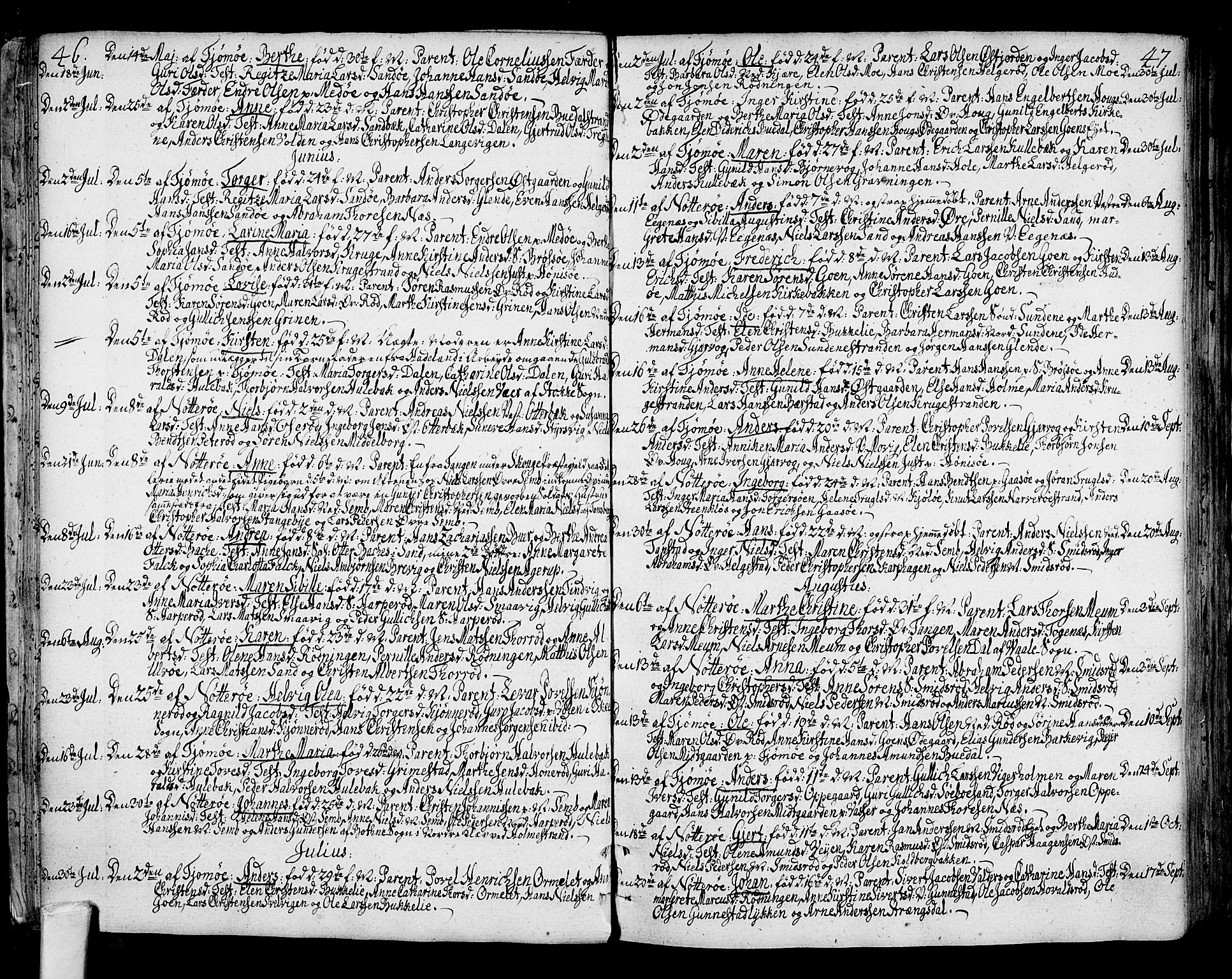 Nøtterøy kirkebøker, AV/SAKO-A-354/F/Fa/L0003: Ministerialbok nr. I 3, 1791-1814, s. 46-47