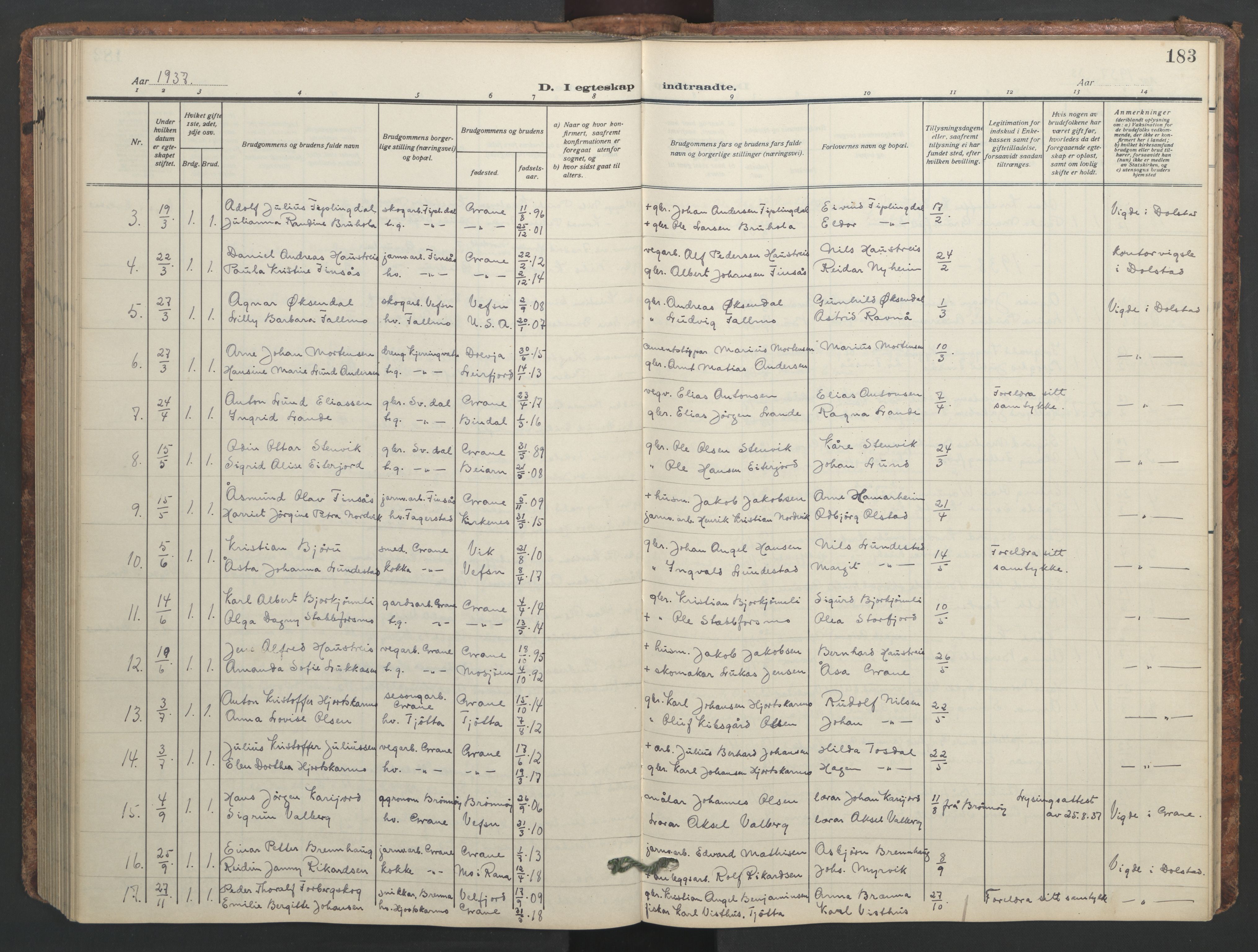 Ministerialprotokoller, klokkerbøker og fødselsregistre - Nordland, SAT/A-1459/824/L0341: Klokkerbok nr. 824C01, 1916-1957, s. 183