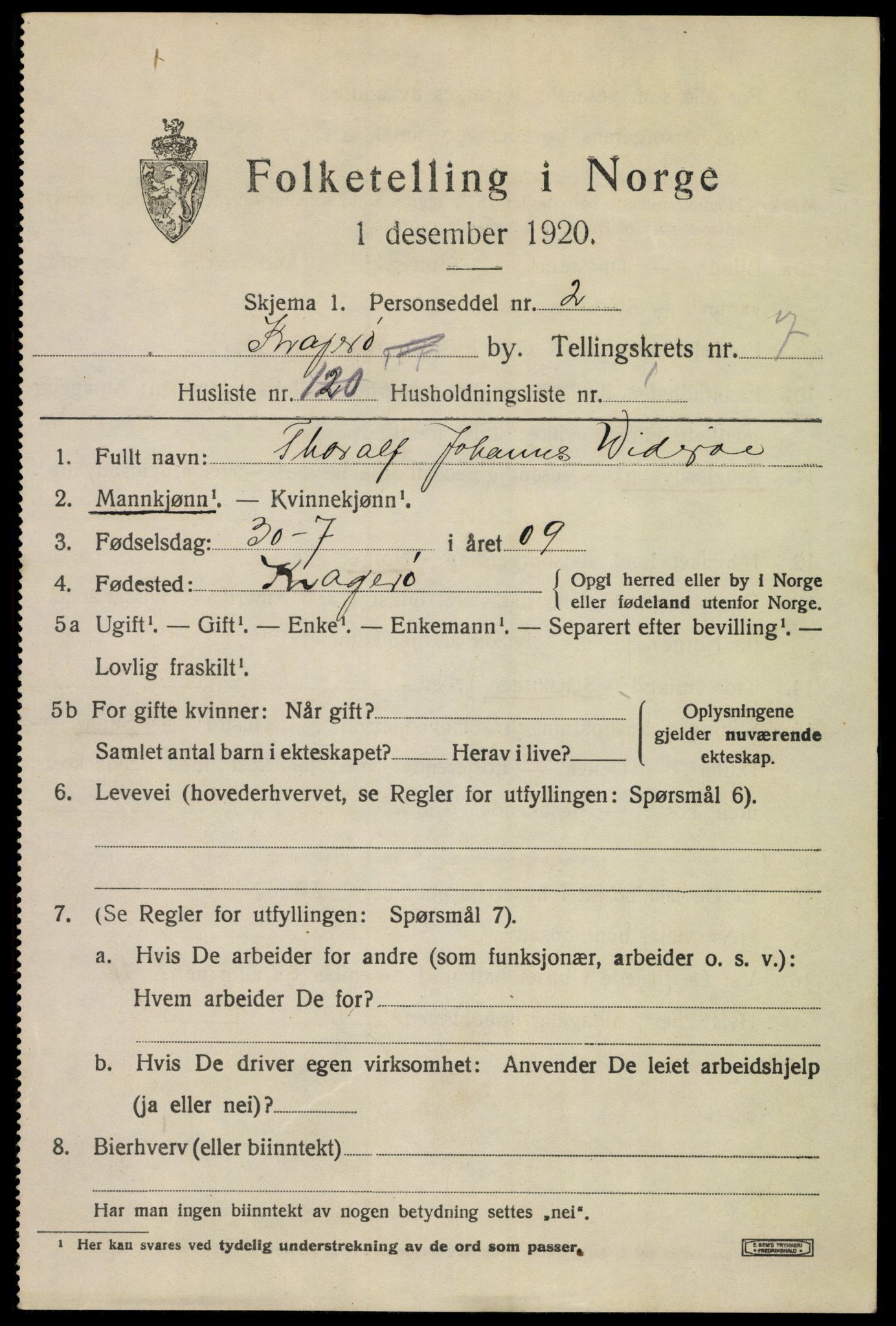 SAKO, Folketelling 1920 for 0801 Kragerø kjøpstad, 1920, s. 11075