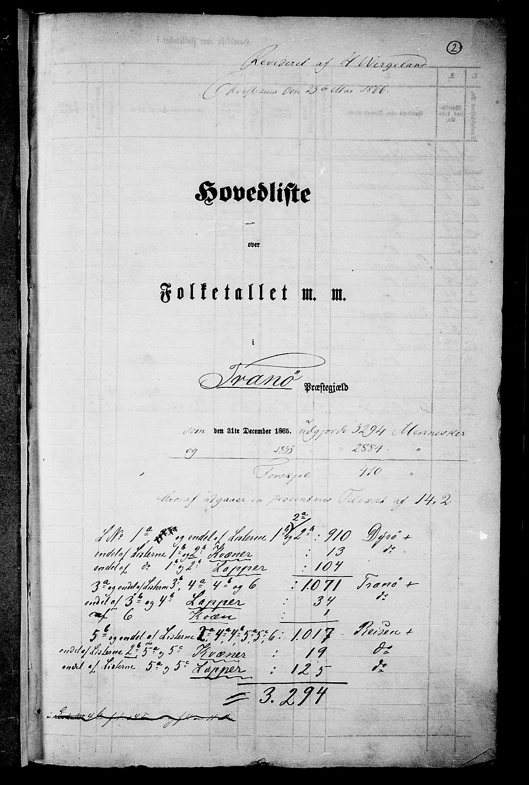 RA, Folketelling 1865 for 1927P Tranøy prestegjeld, 1865, s. 5
