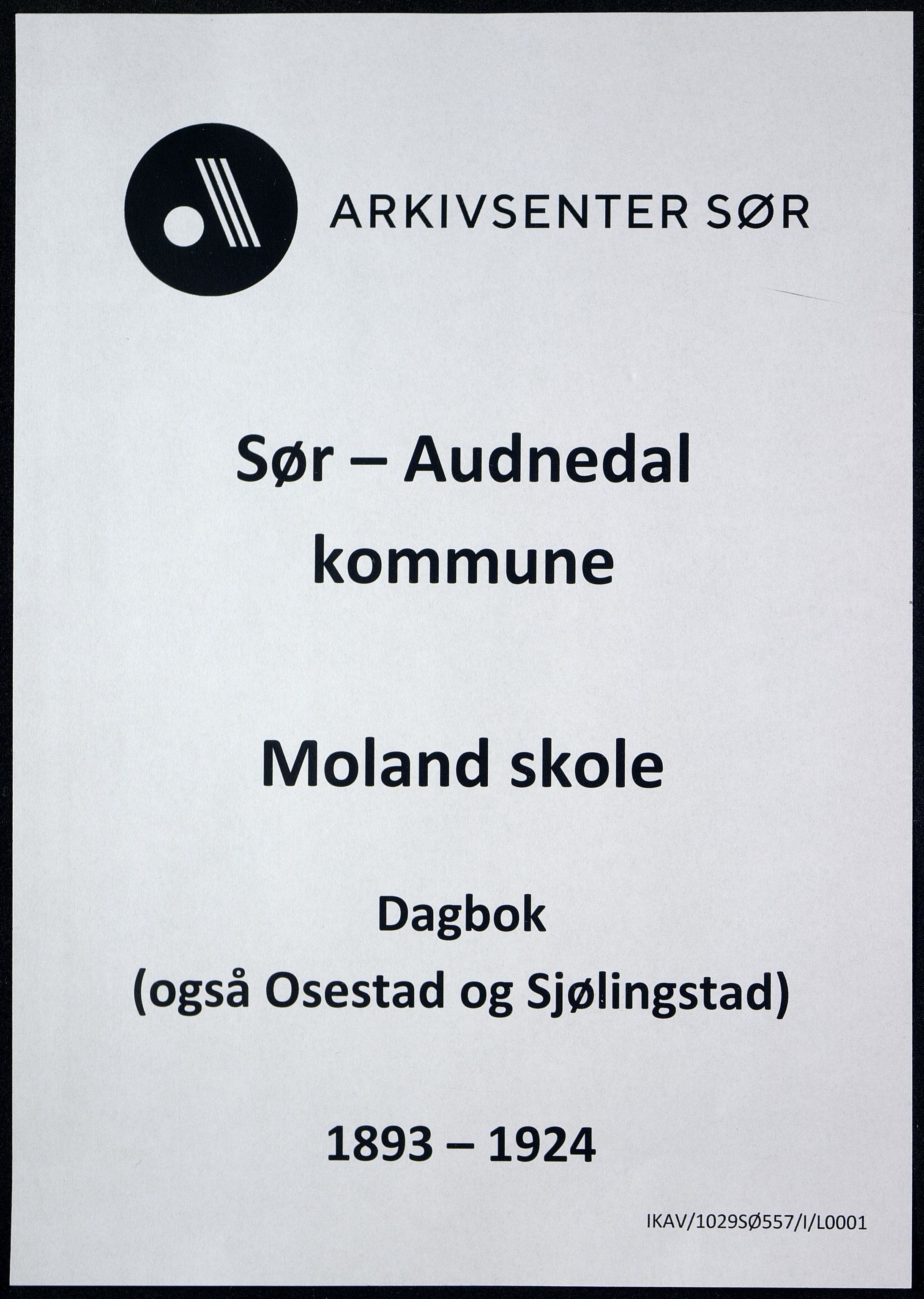 Sør-Audnedal kommune - Moland Skole, ARKSOR/1029SØ557/I/L0001: Dagbok, 1893-1924