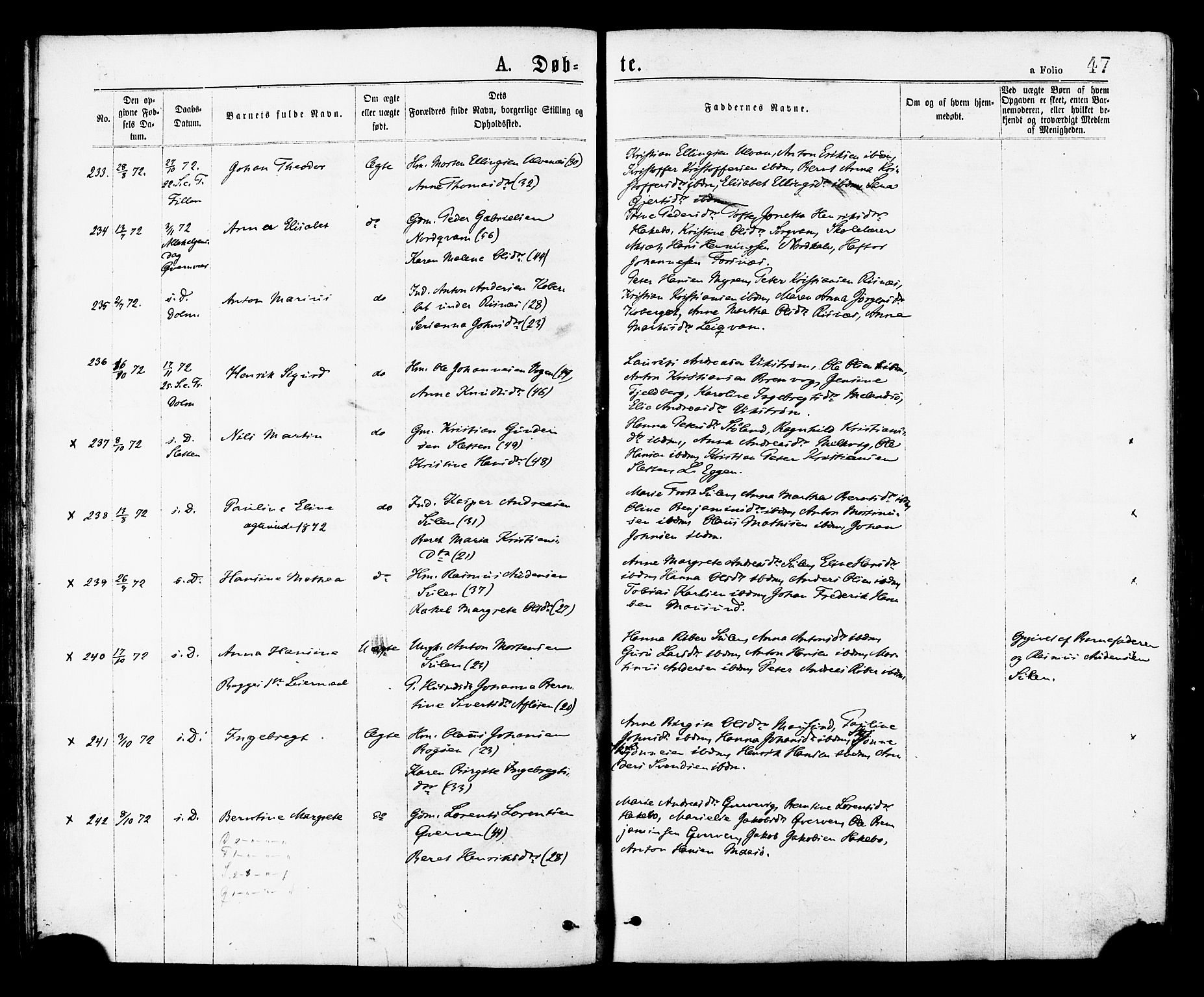 Ministerialprotokoller, klokkerbøker og fødselsregistre - Sør-Trøndelag, AV/SAT-A-1456/634/L0532: Ministerialbok nr. 634A08, 1871-1881, s. 47