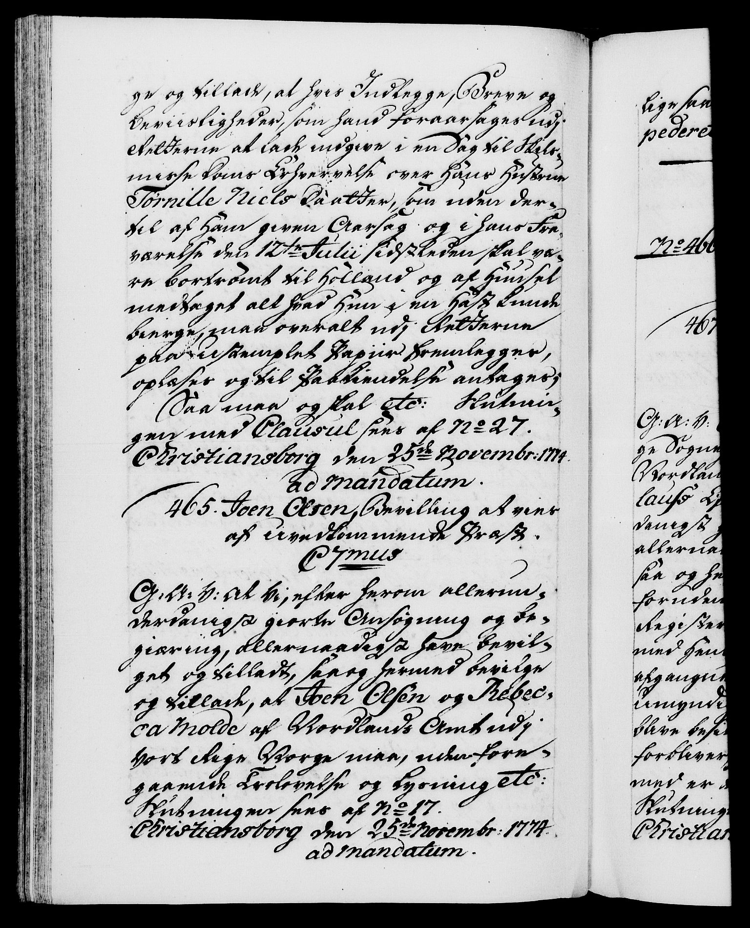 Danske Kanselli 1572-1799, RA/EA-3023/F/Fc/Fca/Fcaa/L0046: Norske registre, 1773-1775, s. 603b