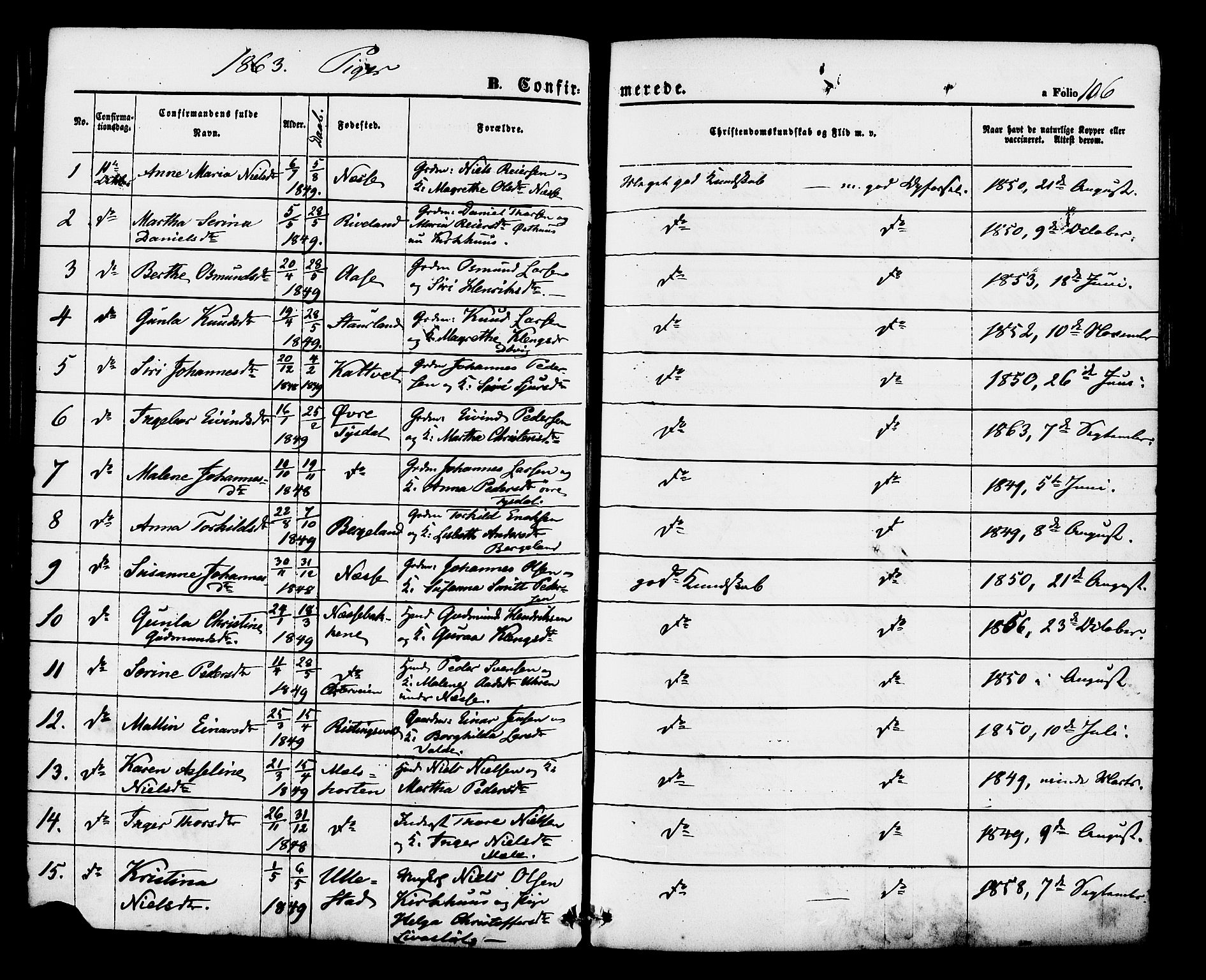 Hjelmeland sokneprestkontor, AV/SAST-A-101843/01/IV/L0012: Ministerialbok nr. A 12, 1862-1886, s. 106