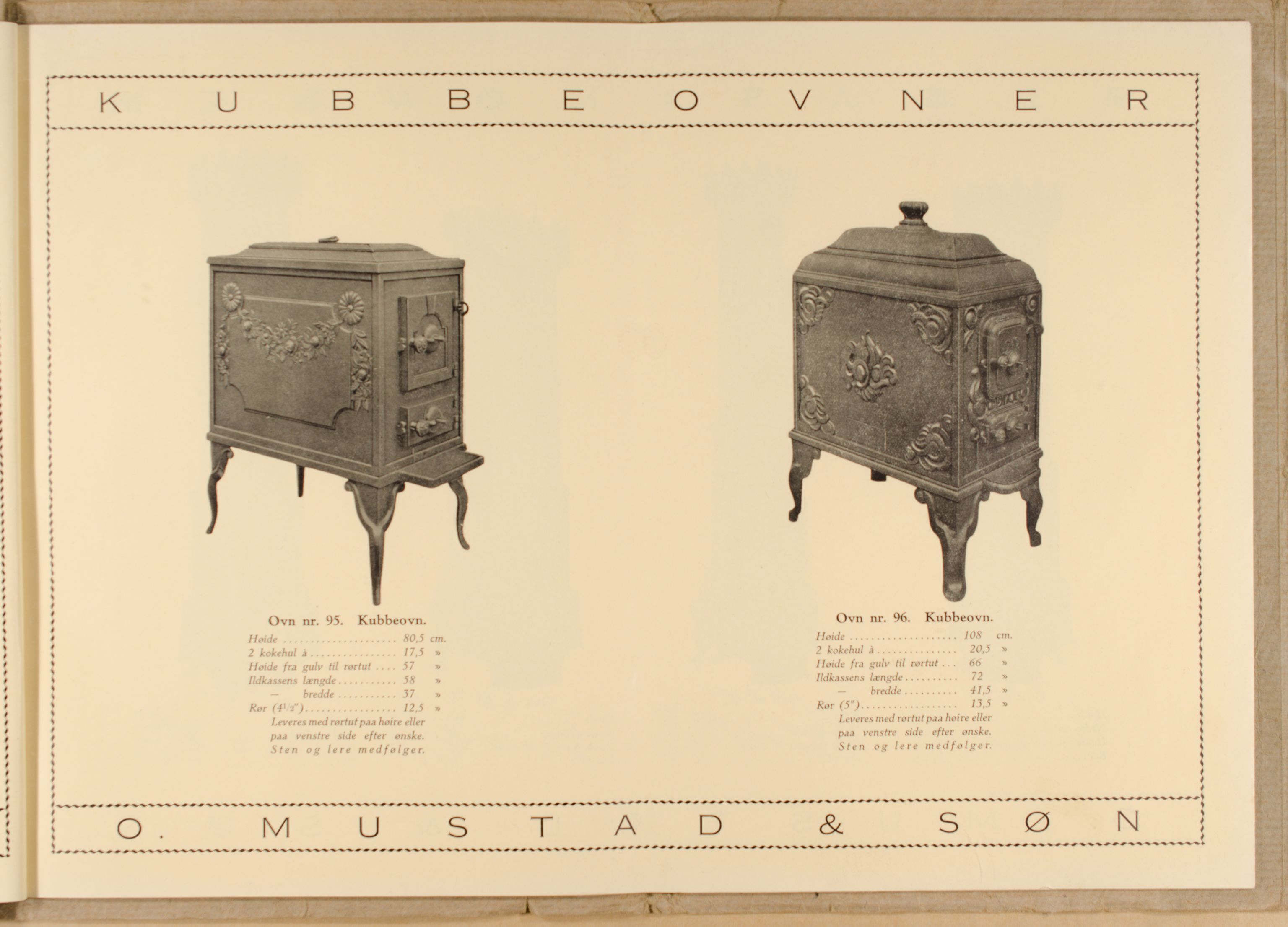 Næs Jernverksmuseets samling av historiske ovnskataloger, NESJ/NJM-006/01/L0012: O. Mustad & Søn, Støpegods Katalog, 1889-1910