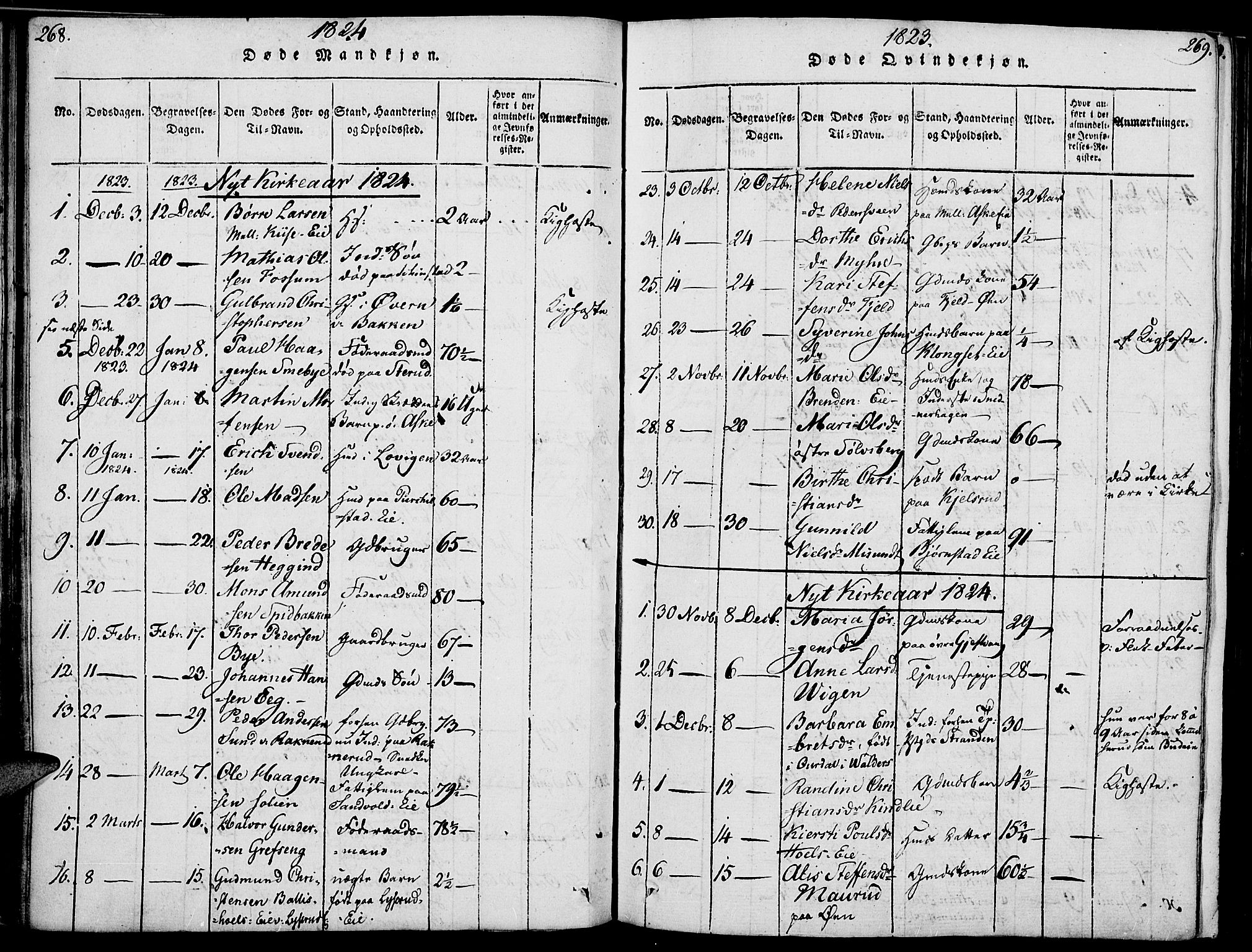 Nes prestekontor, Hedmark, AV/SAH-PREST-020/K/Ka/L0002: Ministerialbok nr. 2, 1813-1827, s. 268-269