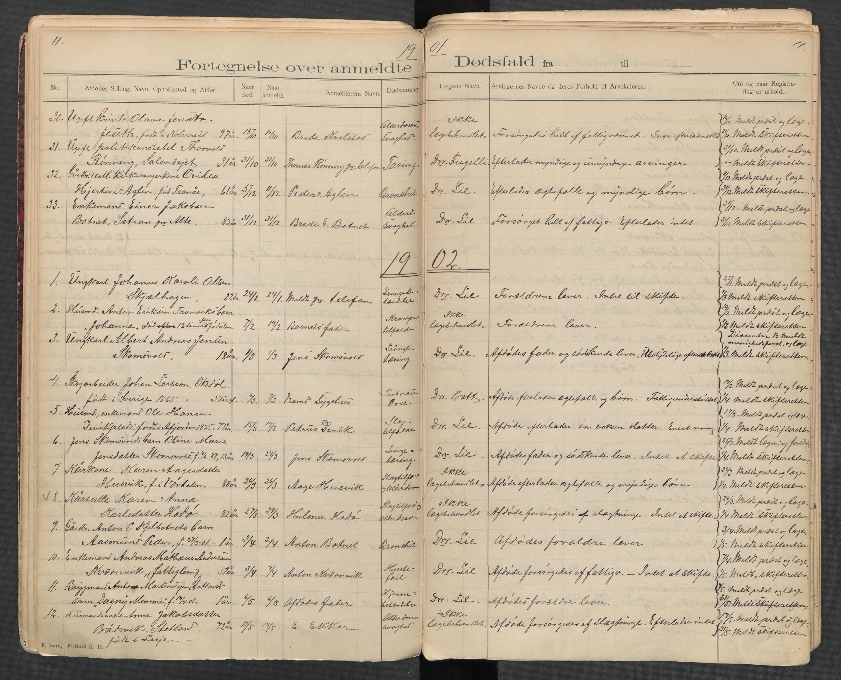 Fosnes lensmannskontor , SAT/A-1022/1/02/L0002: 2.01.02 Døsfallsjournal, 1897-1917, s. 11