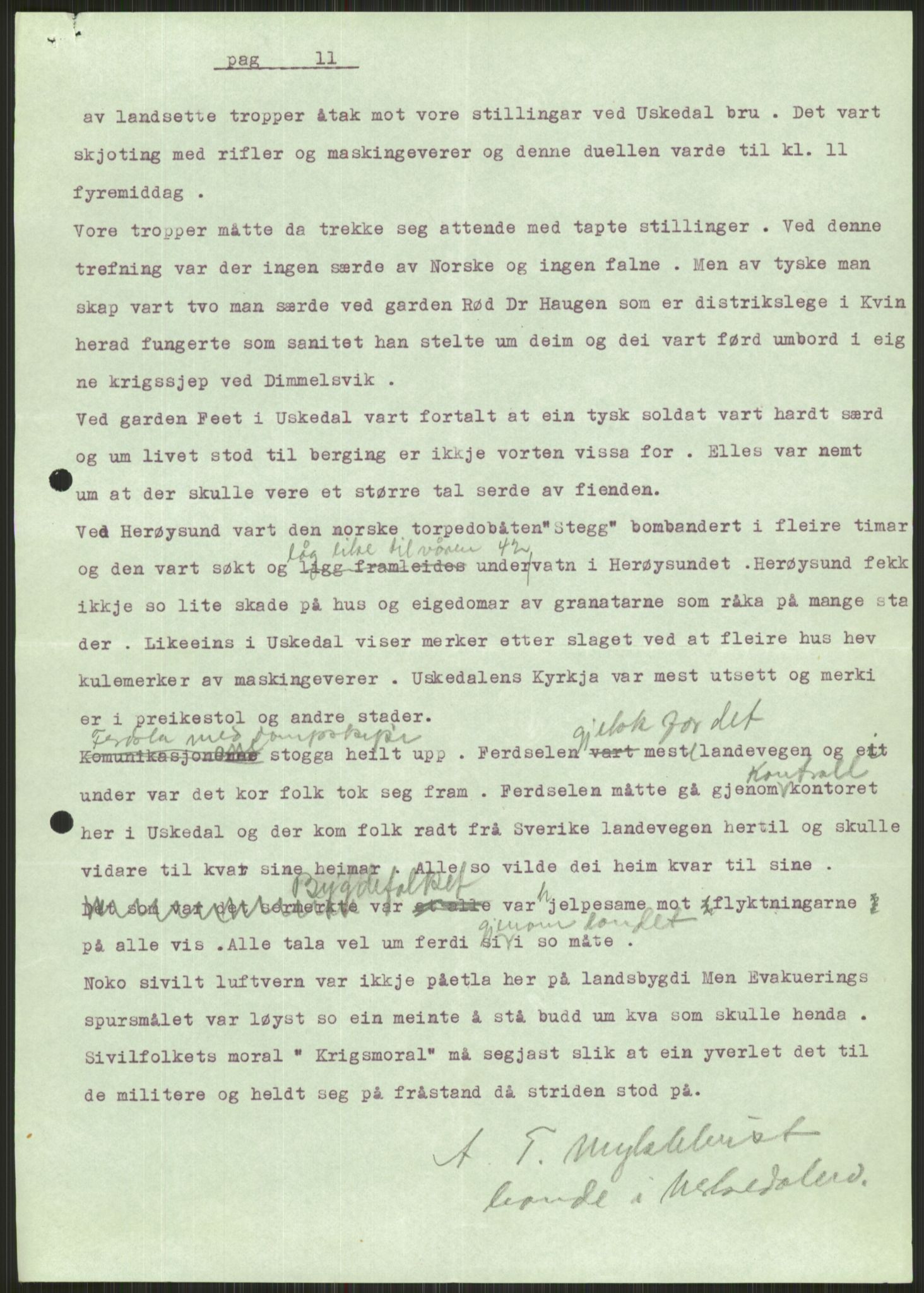 Forsvaret, Forsvarets krigshistoriske avdeling, AV/RA-RAFA-2017/Y/Ya/L0015: II-C-11-31 - Fylkesmenn.  Rapporter om krigsbegivenhetene 1940., 1940, s. 342