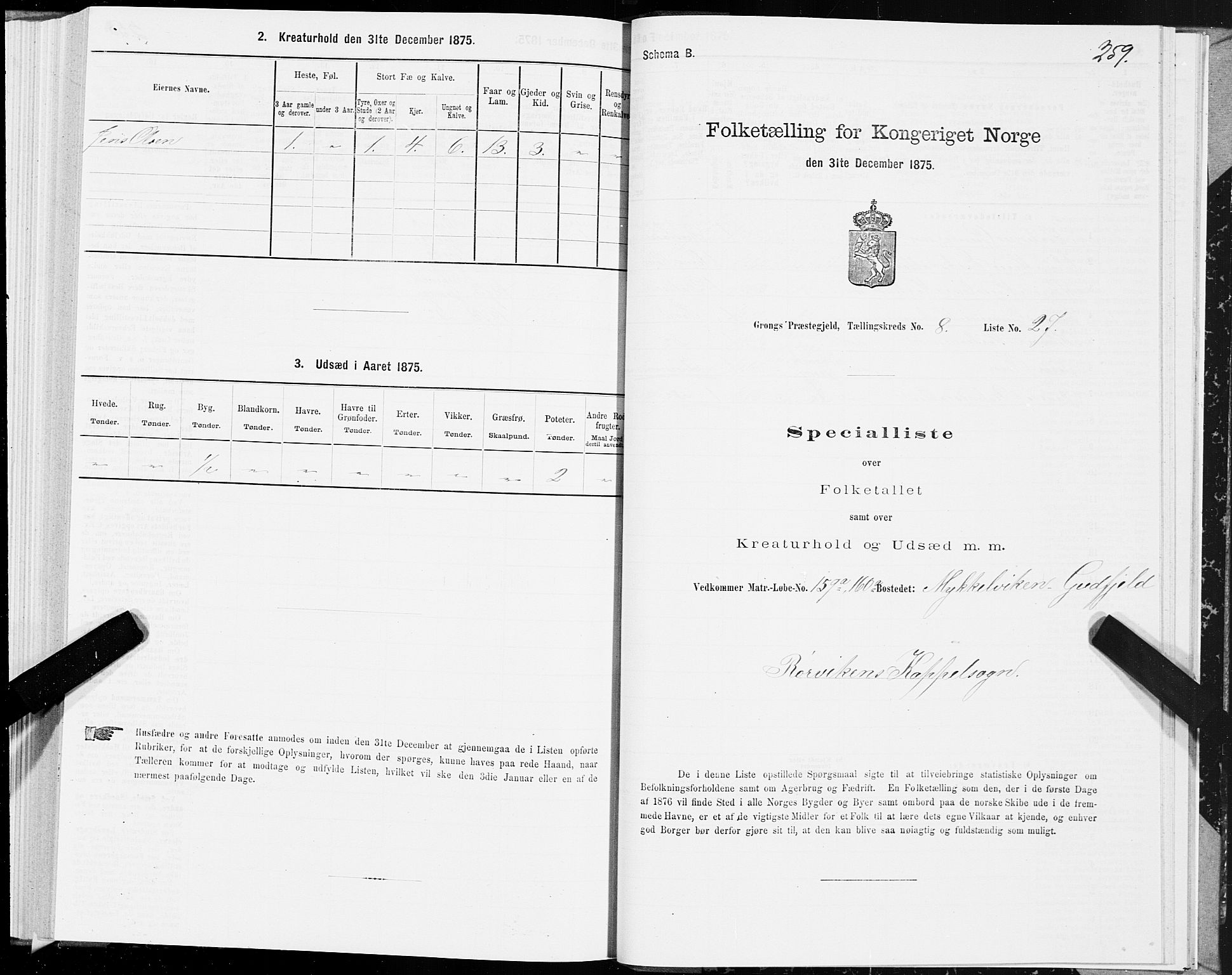 SAT, Folketelling 1875 for 1742P Grong prestegjeld, 1875, s. 4259