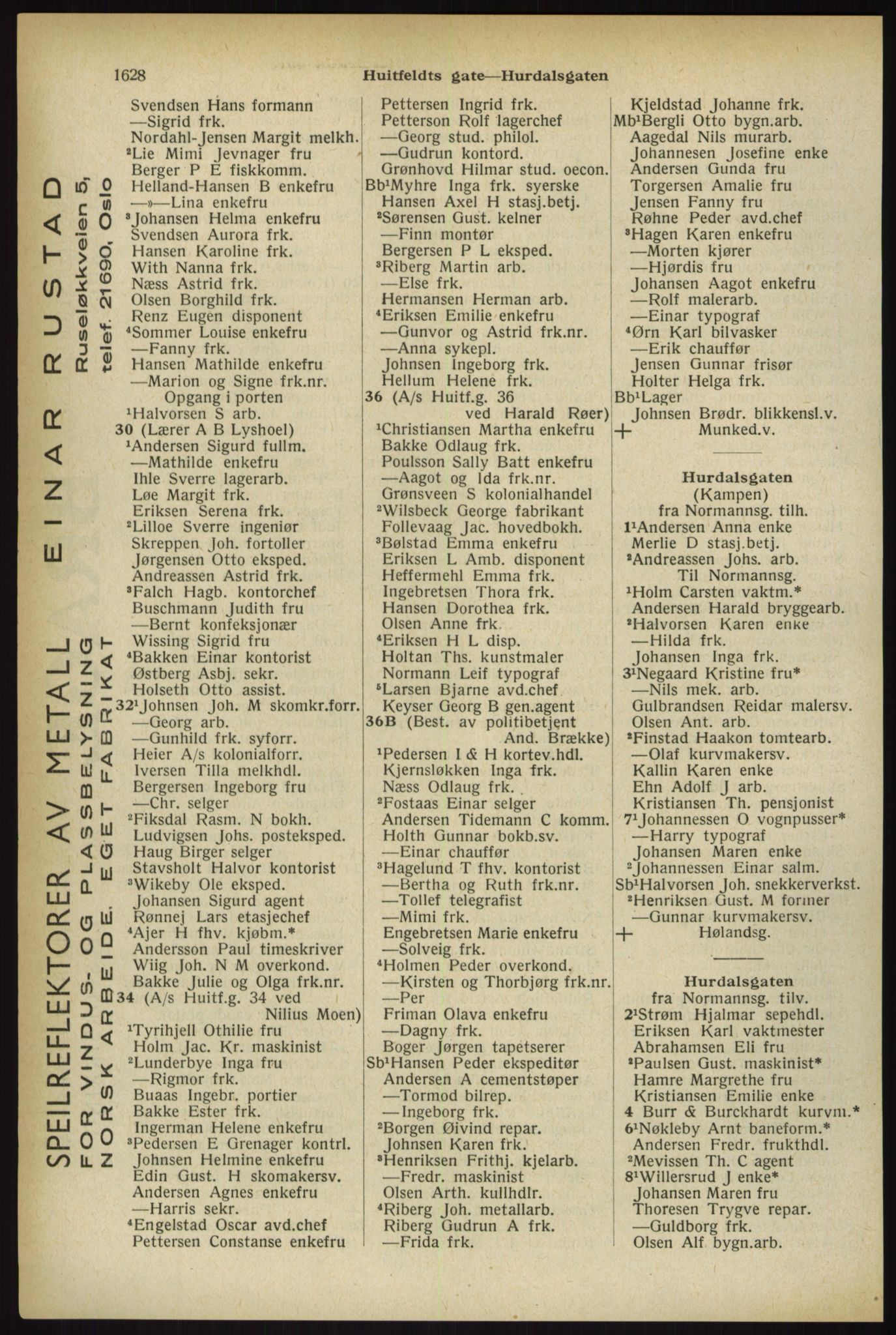 Kristiania/Oslo adressebok, PUBL/-, 1933, s. 1628