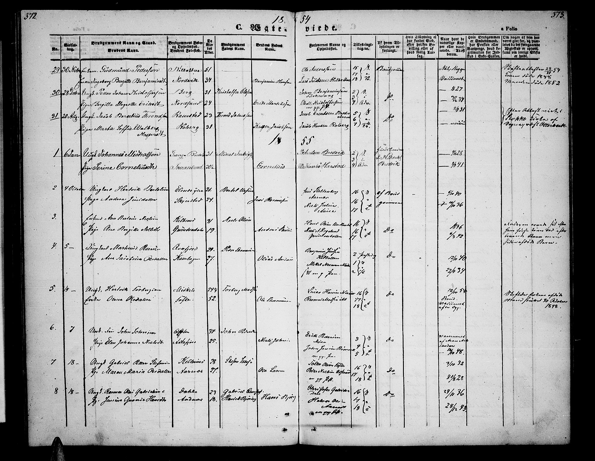 Trondenes sokneprestkontor, SATØ/S-1319/H/Hb/L0006klokker: Klokkerbok nr. 6, 1845-1855, s. 372-373