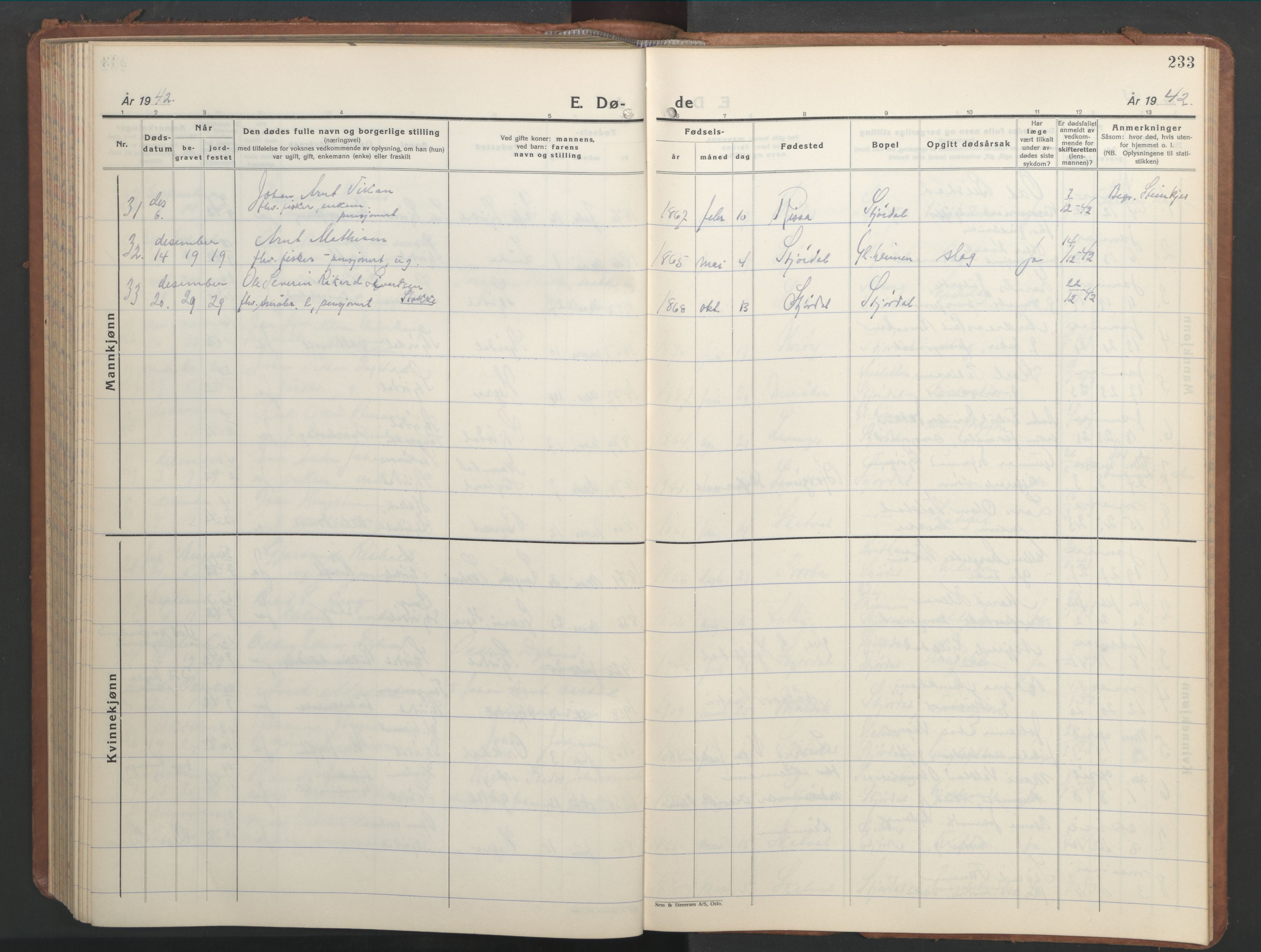 Ministerialprotokoller, klokkerbøker og fødselsregistre - Nord-Trøndelag, SAT/A-1458/709/L0089: Klokkerbok nr. 709C03, 1935-1948, s. 233