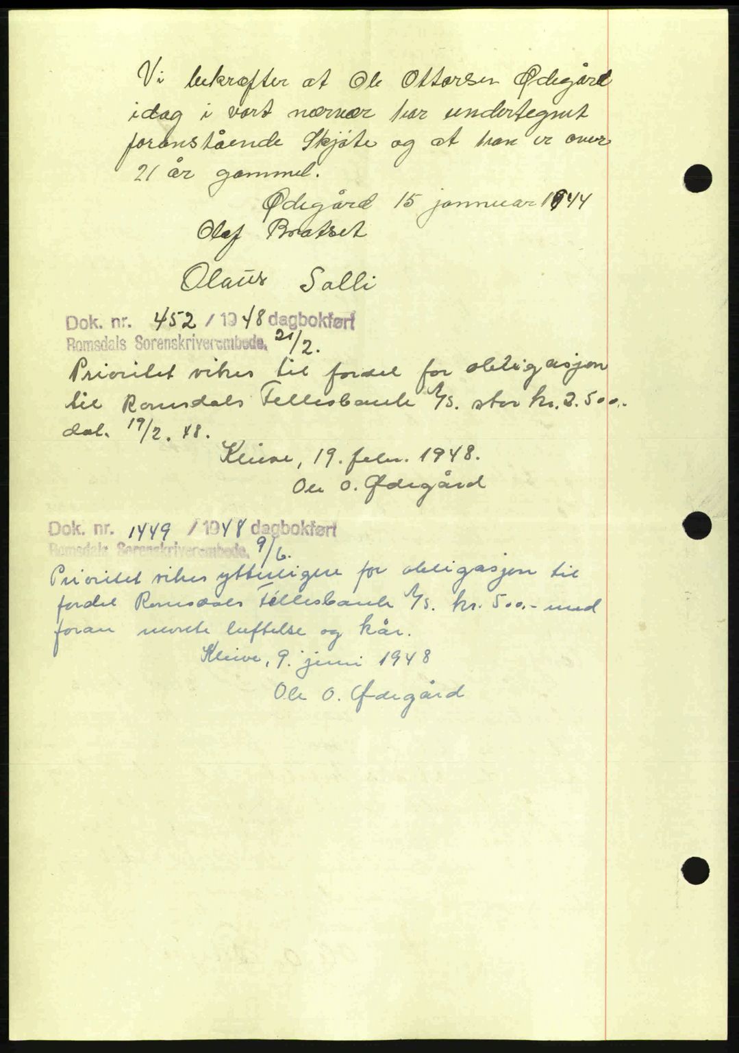 Romsdal sorenskriveri, SAT/A-4149/1/2/2C: Pantebok nr. A15, 1943-1944, Dagboknr: 131/1944