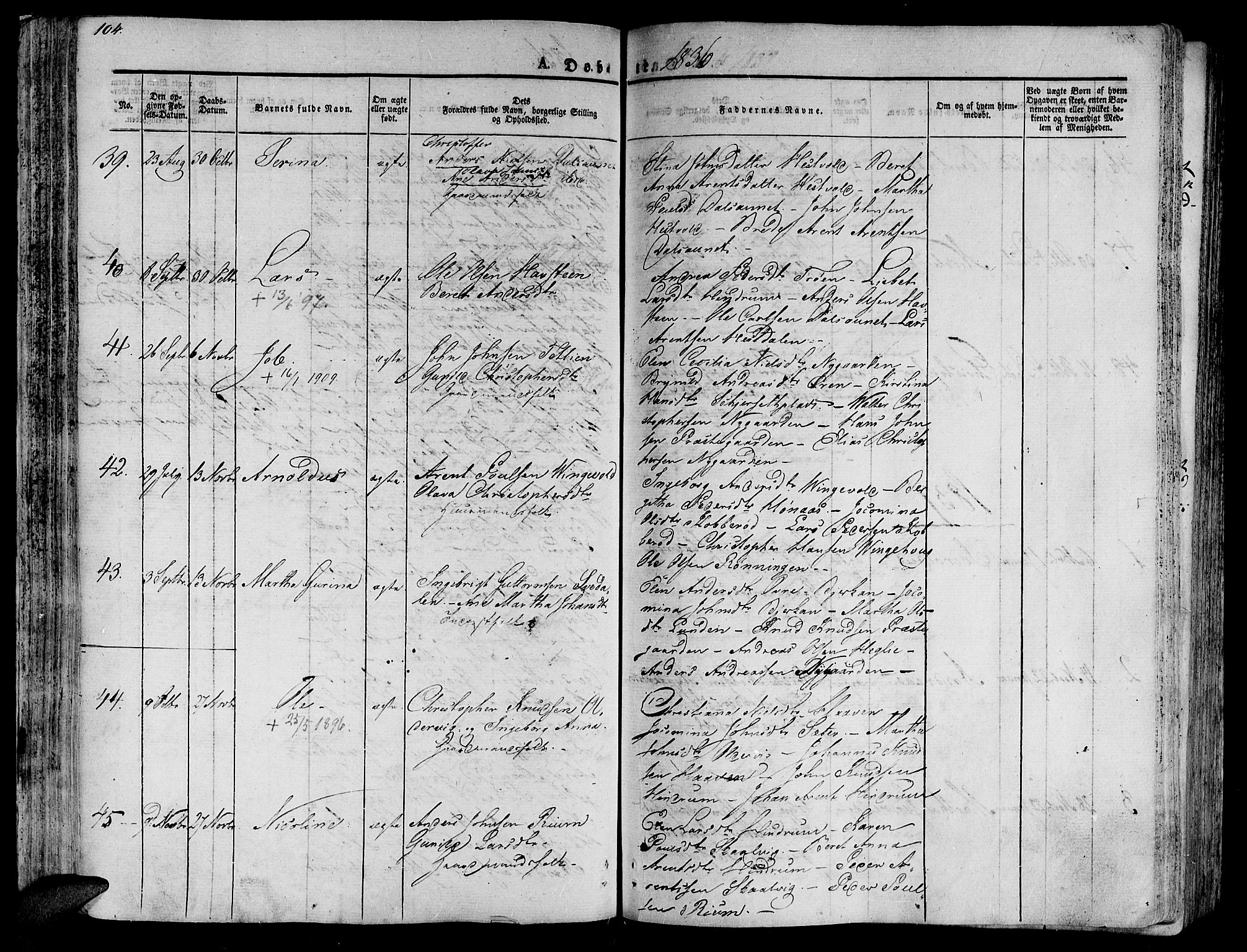 Ministerialprotokoller, klokkerbøker og fødselsregistre - Nord-Trøndelag, AV/SAT-A-1458/701/L0006: Ministerialbok nr. 701A06, 1825-1841, s. 104