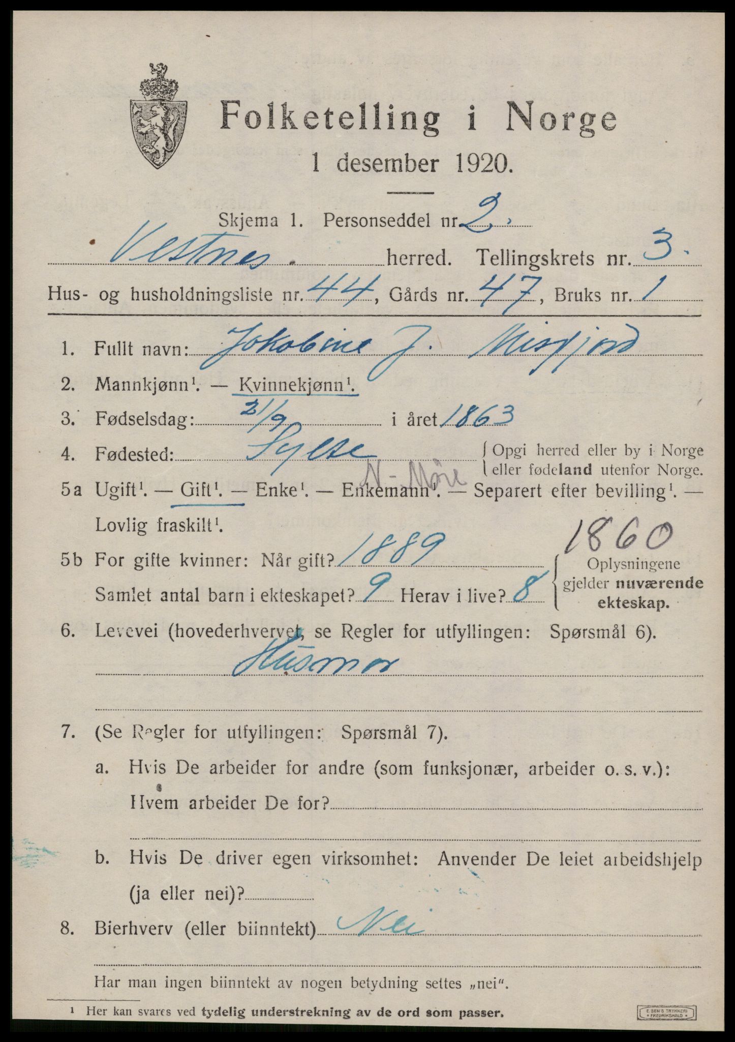 SAT, Folketelling 1920 for 1535 Vestnes herred, 1920, s. 3123