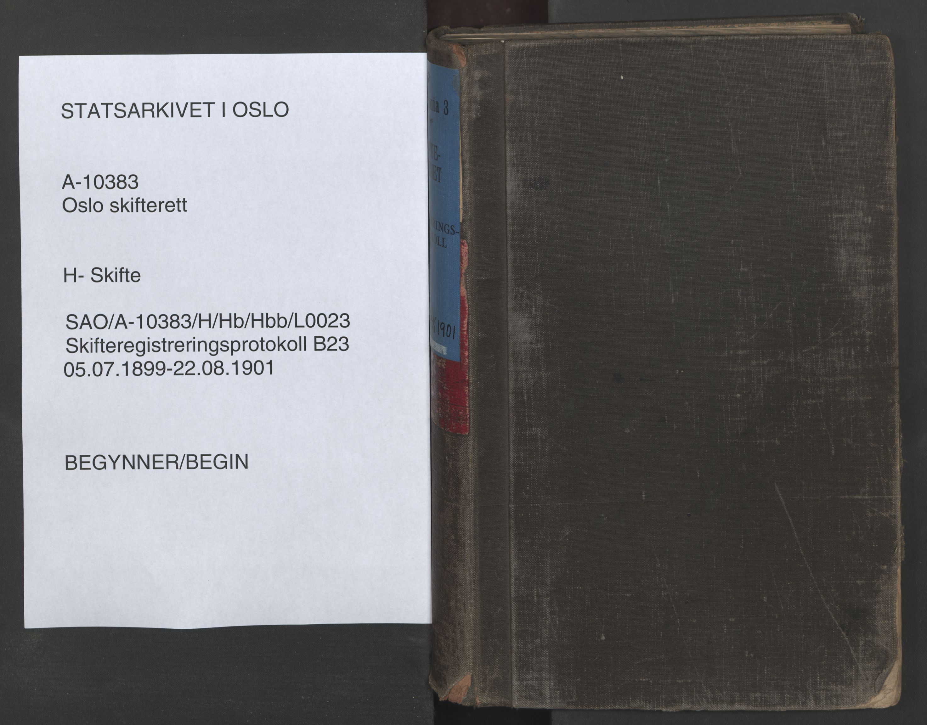 Oslo skifterett, SAO/A-10383/H/Hb/Hbb/L0023: Skifteregistreringsprotokoll, 1899-1901