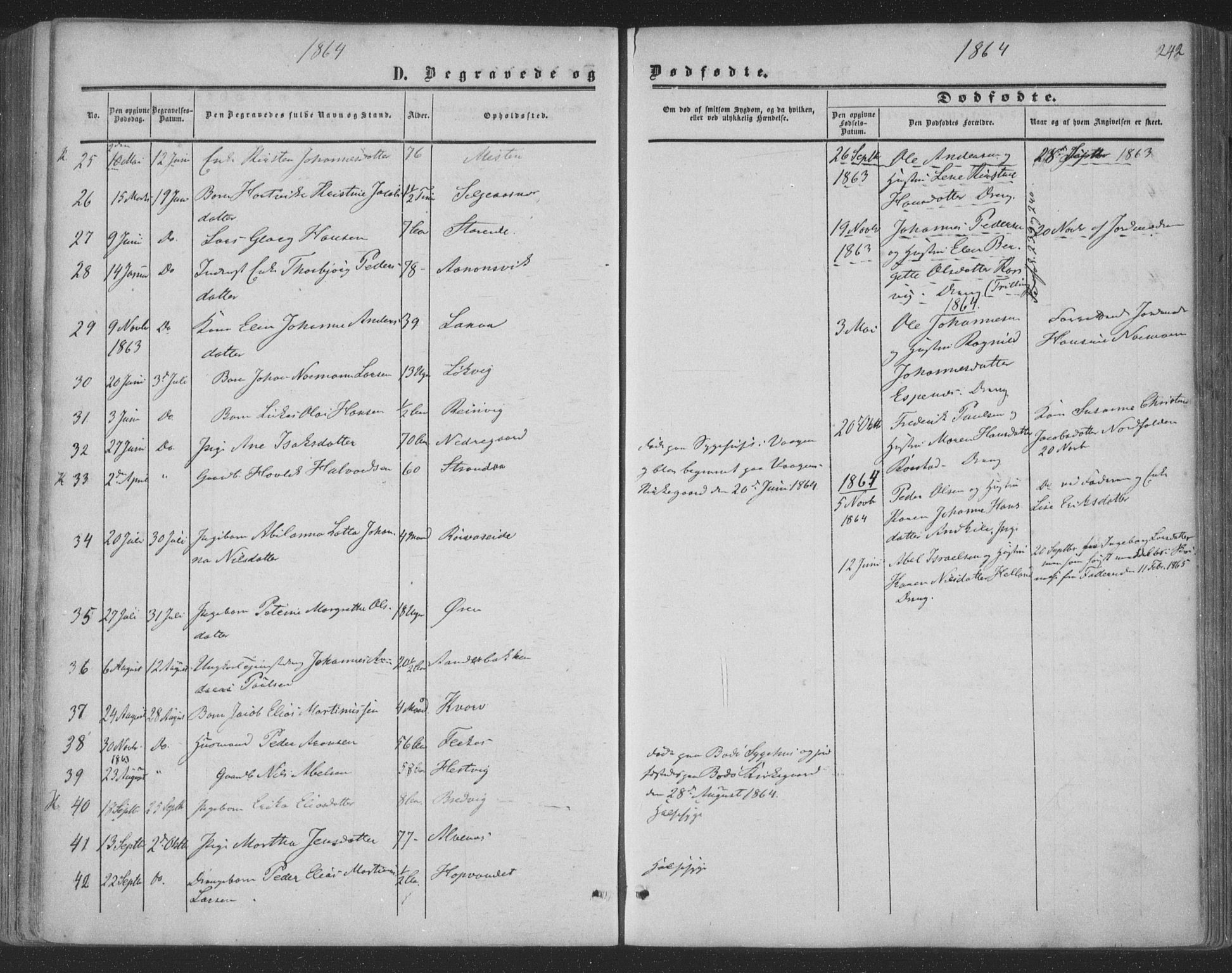 Ministerialprotokoller, klokkerbøker og fødselsregistre - Nordland, AV/SAT-A-1459/853/L0770: Ministerialbok nr. 853A09, 1857-1870, s. 242