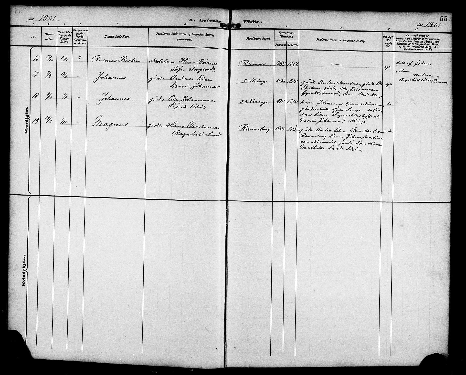 Masfjorden sokneprestembete, AV/SAB-A-77001: Klokkerbok nr. B 1, 1892-1913, s. 55