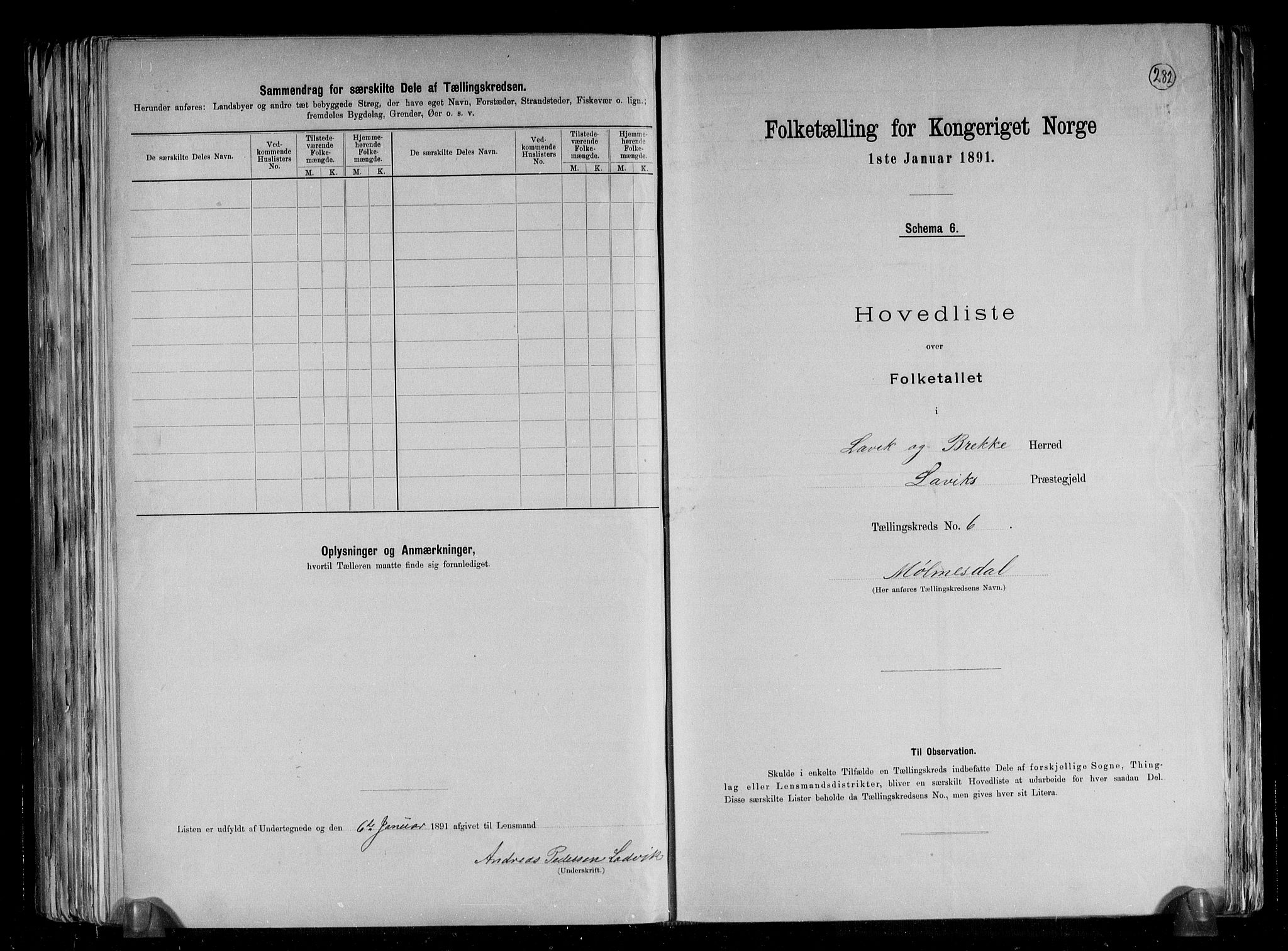 RA, Folketelling 1891 for 1415 Lavik og Brekke herred, 1891, s. 14