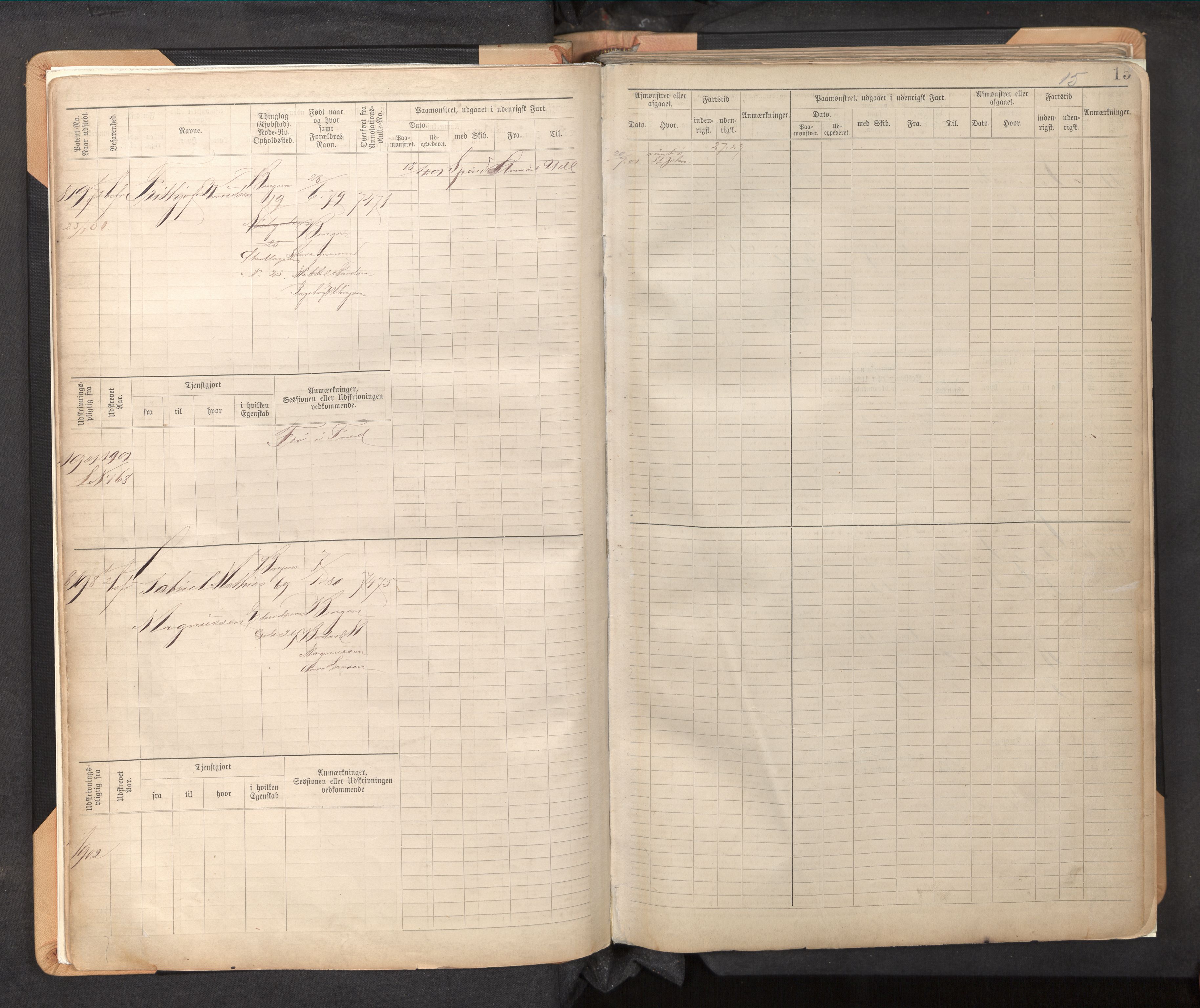 Innrulleringssjefen i Bergen, AV/SAB-A-100050/F/Fc/L0013: Sjøfartshovedrulle, nr. 8169 - 8766, 1900-1910, s. 15