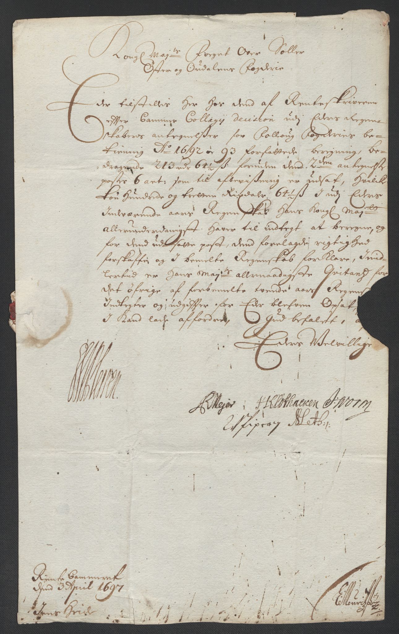 Rentekammeret inntil 1814, Reviderte regnskaper, Fogderegnskap, AV/RA-EA-4092/R13/L0835: Fogderegnskap Solør, Odal og Østerdal, 1697, s. 29