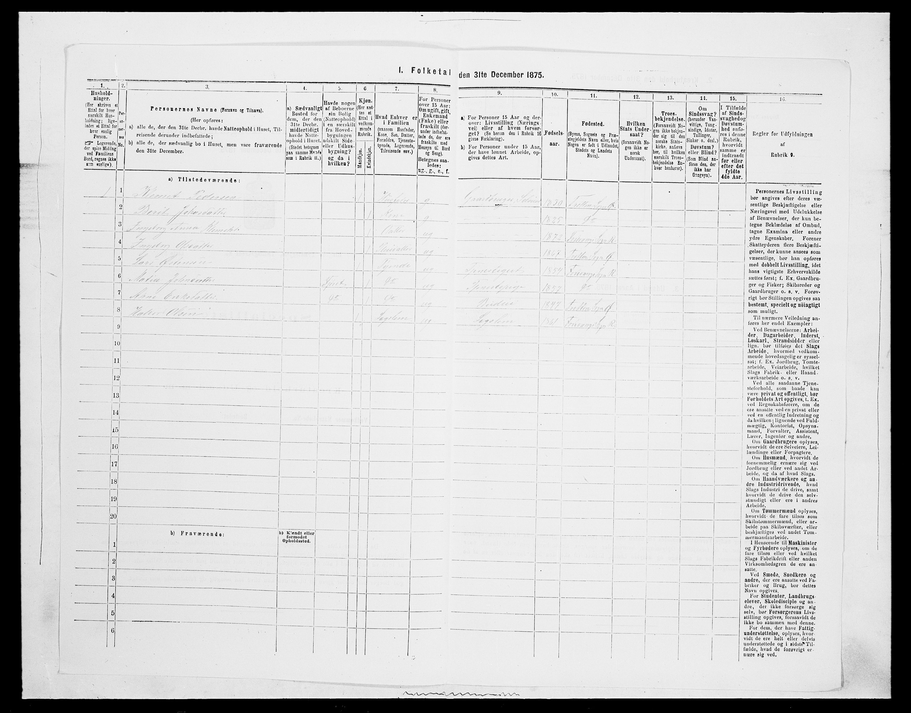 SAH, Folketelling 1875 for 0520P Ringebu prestegjeld, 1875, s. 1019