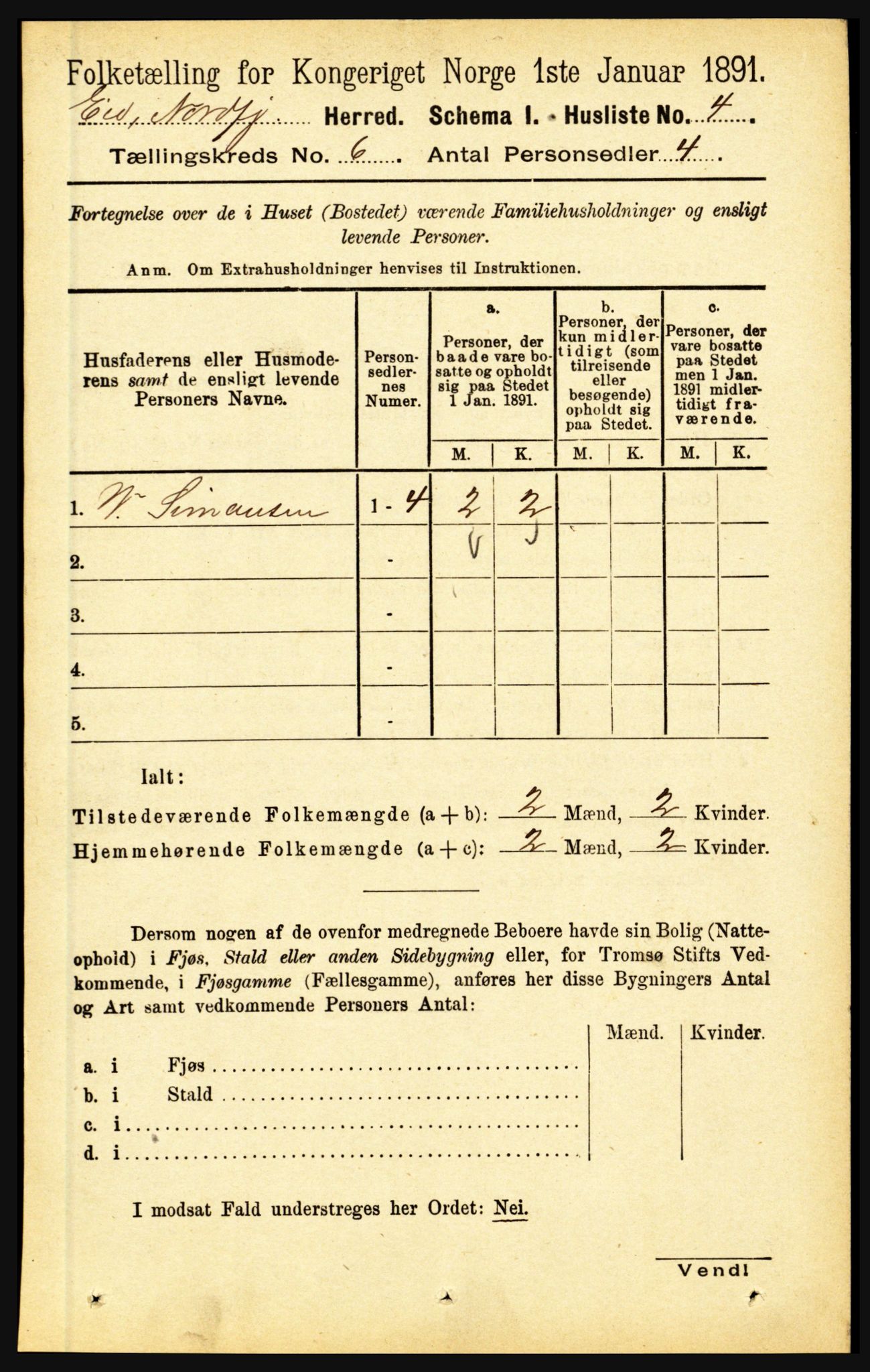 RA, Folketelling 1891 for 1443 Eid herred, 1891, s. 1434